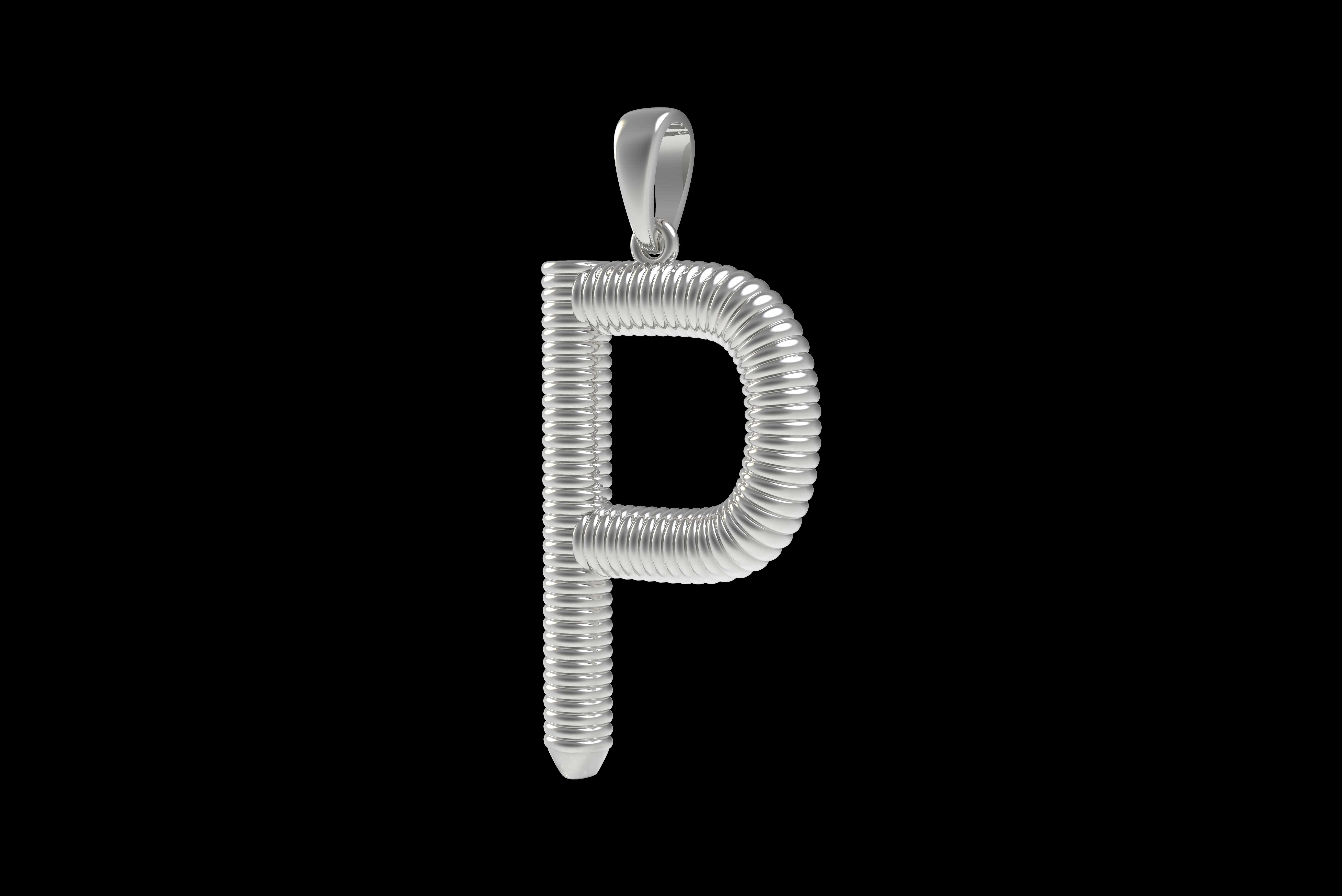 Spiral Initial Letter P Pendant 3D print model_28