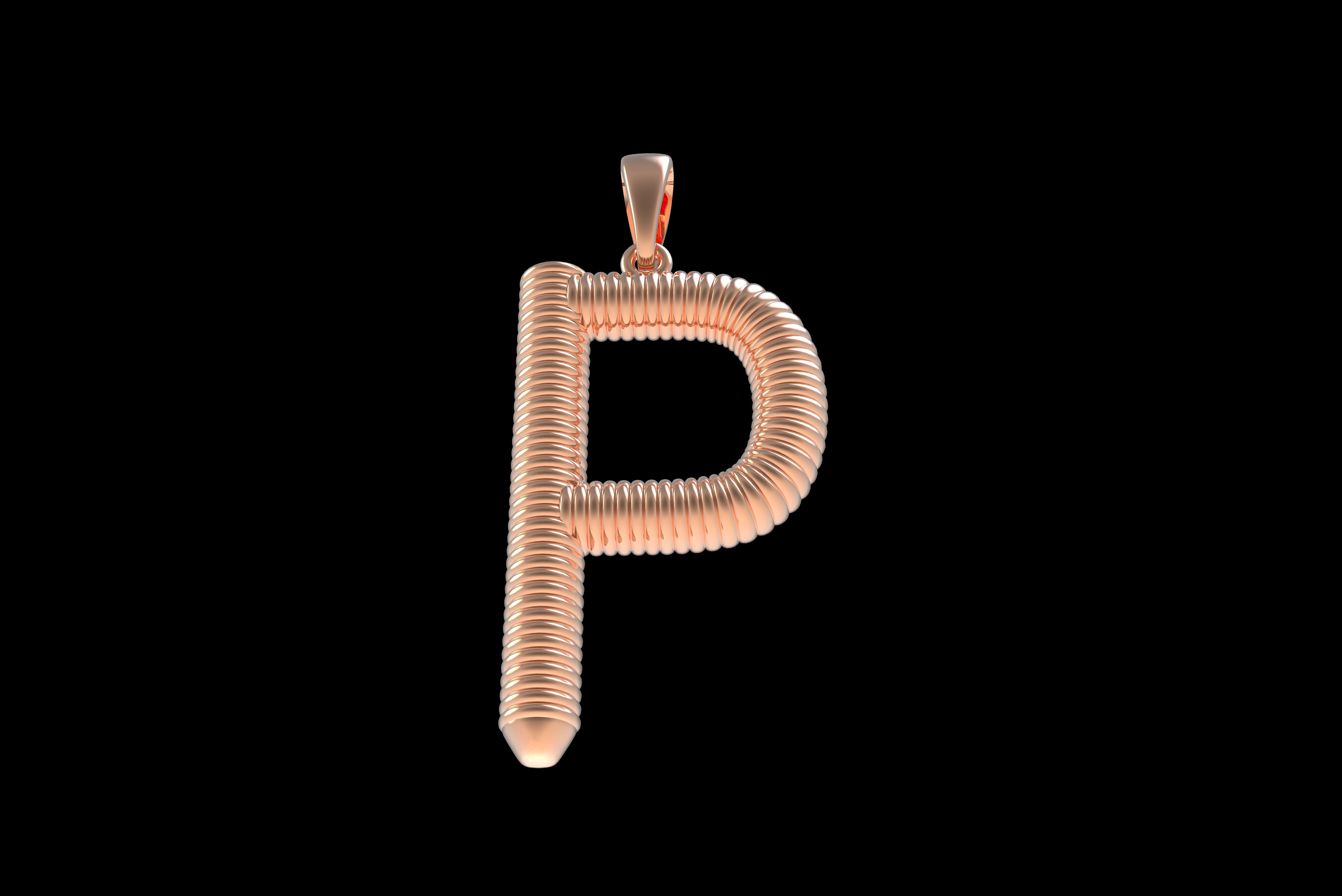 Spiral Initial Letter P Pendant 3D print model_31
