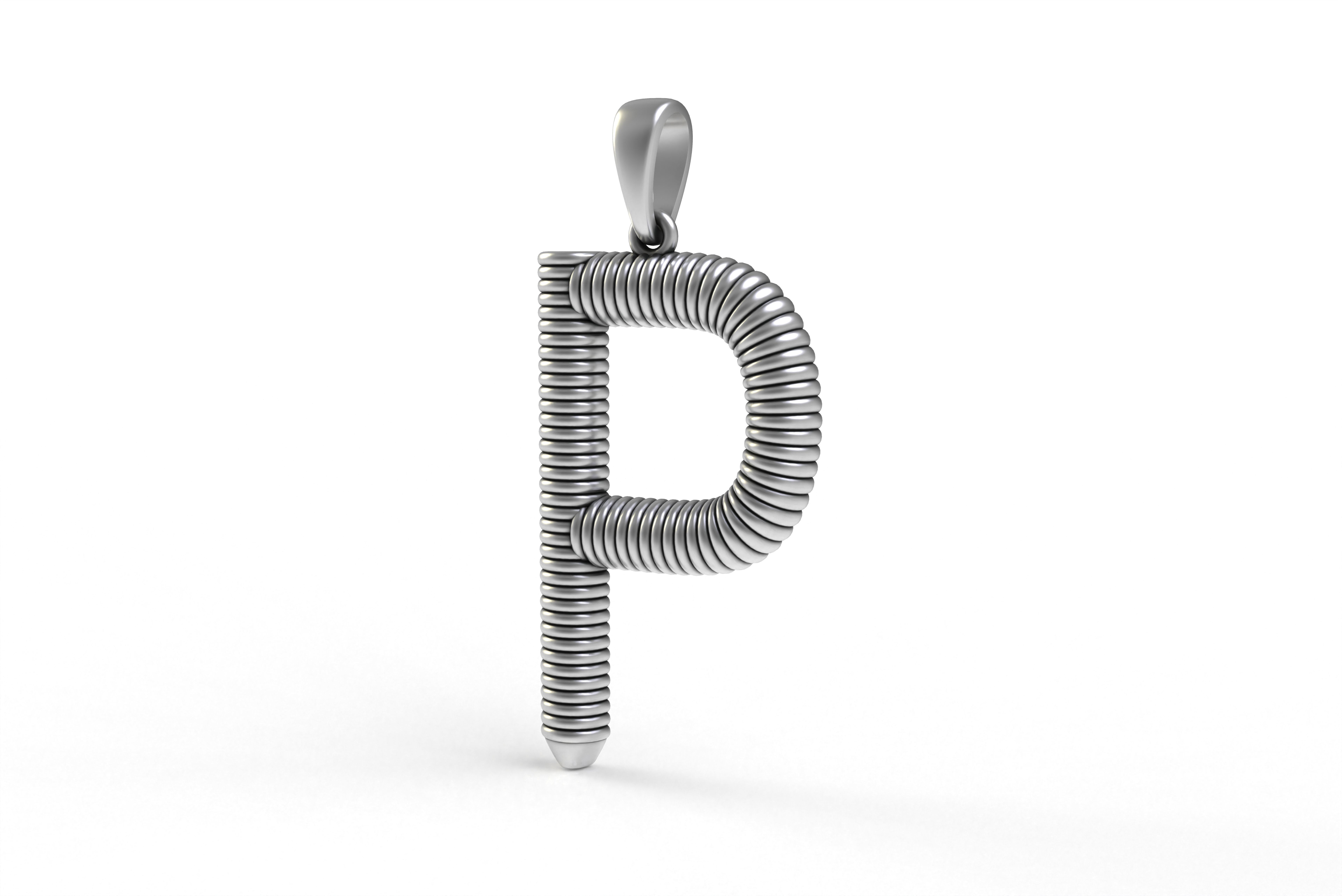 Spiral Initial Letter P Pendant 3D print model_20