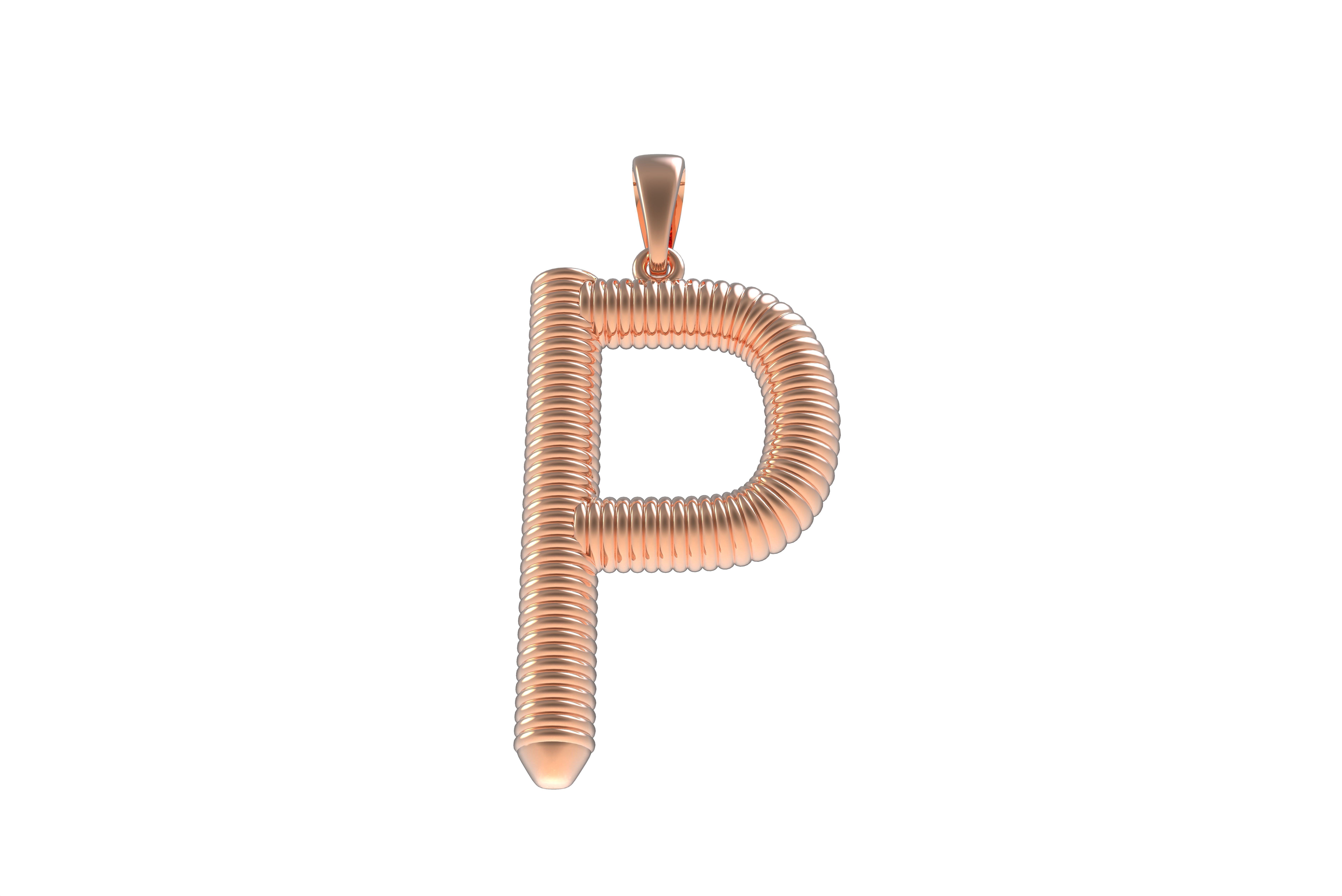 Spiral Initial Letter P Pendant 3D print model_11