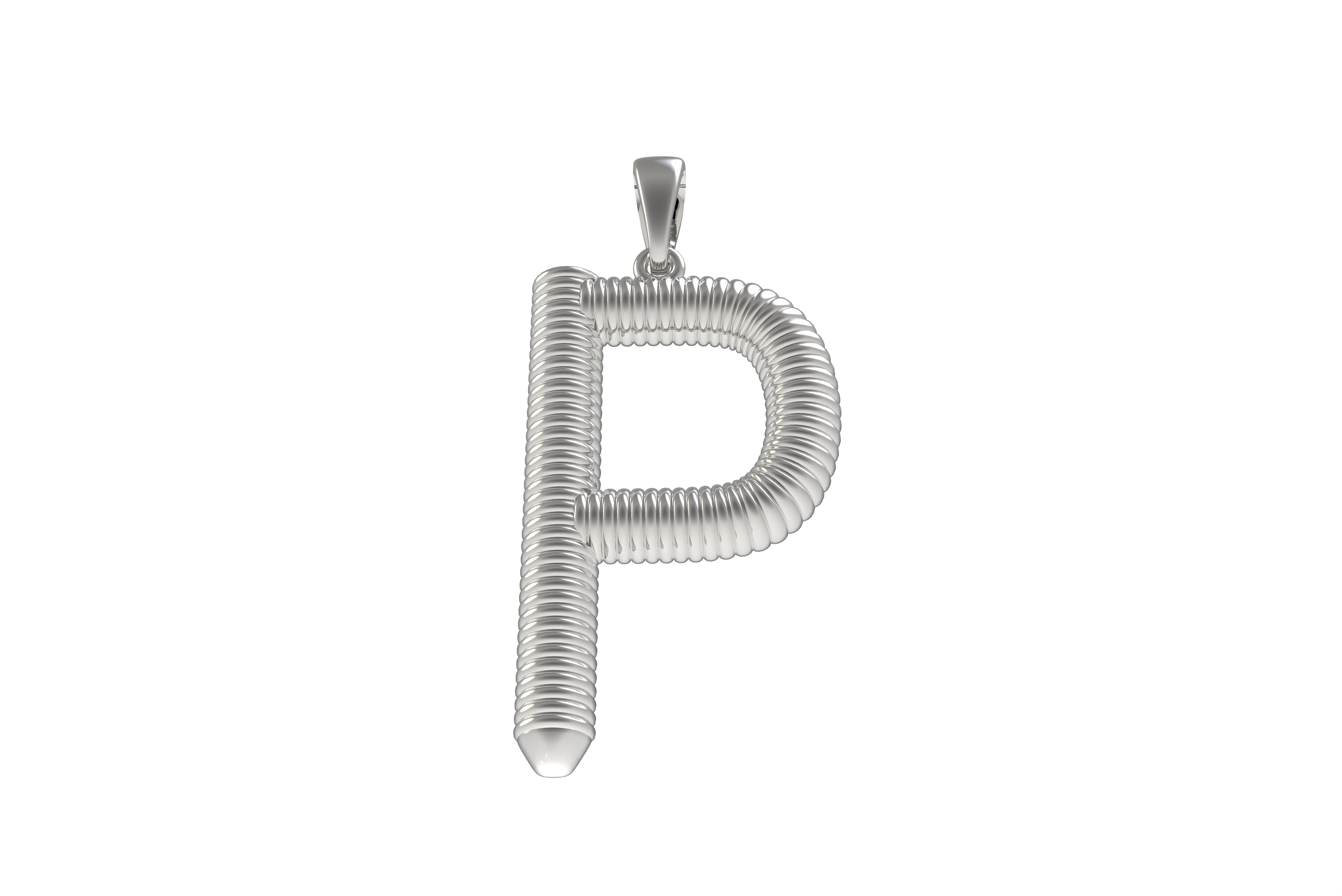 Spiral Initial Letter P Pendant 3D print model_7