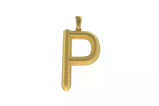 Spiral Initial Letter P Pendant 3D print model