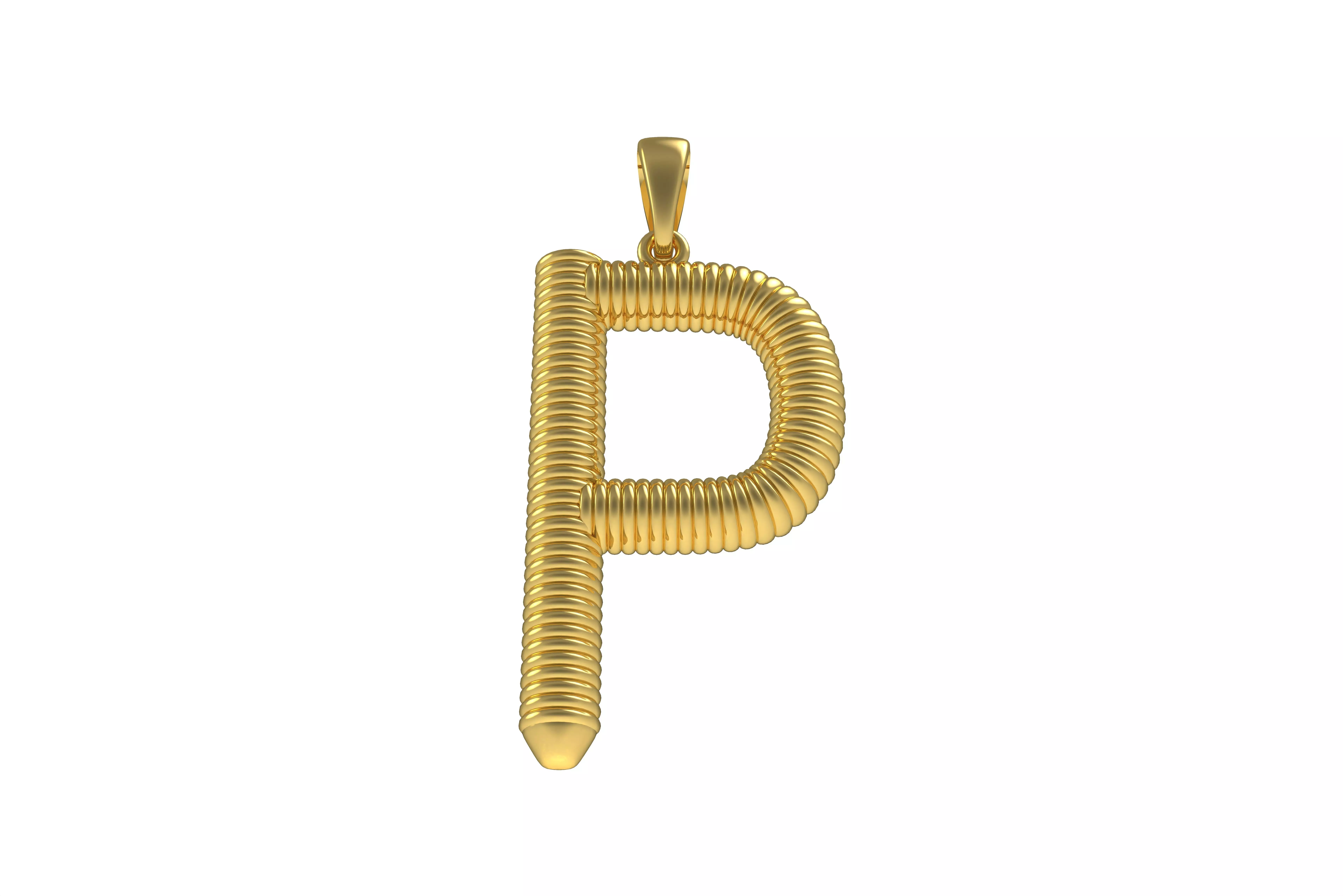 Spiral Initial Letter P Pendant 3D print model_0