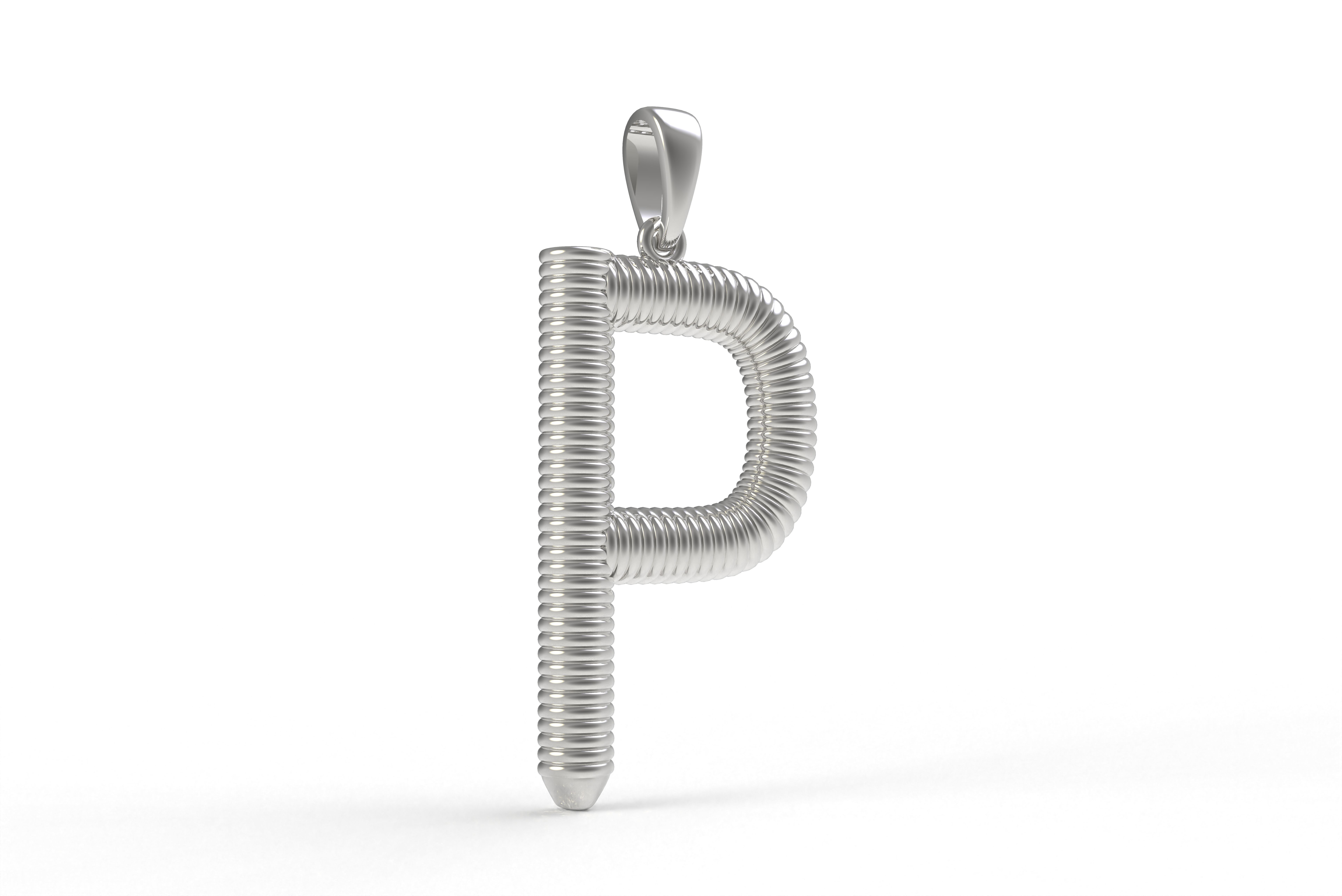 Spiral Initial Letter P Pendant 3D print model_9