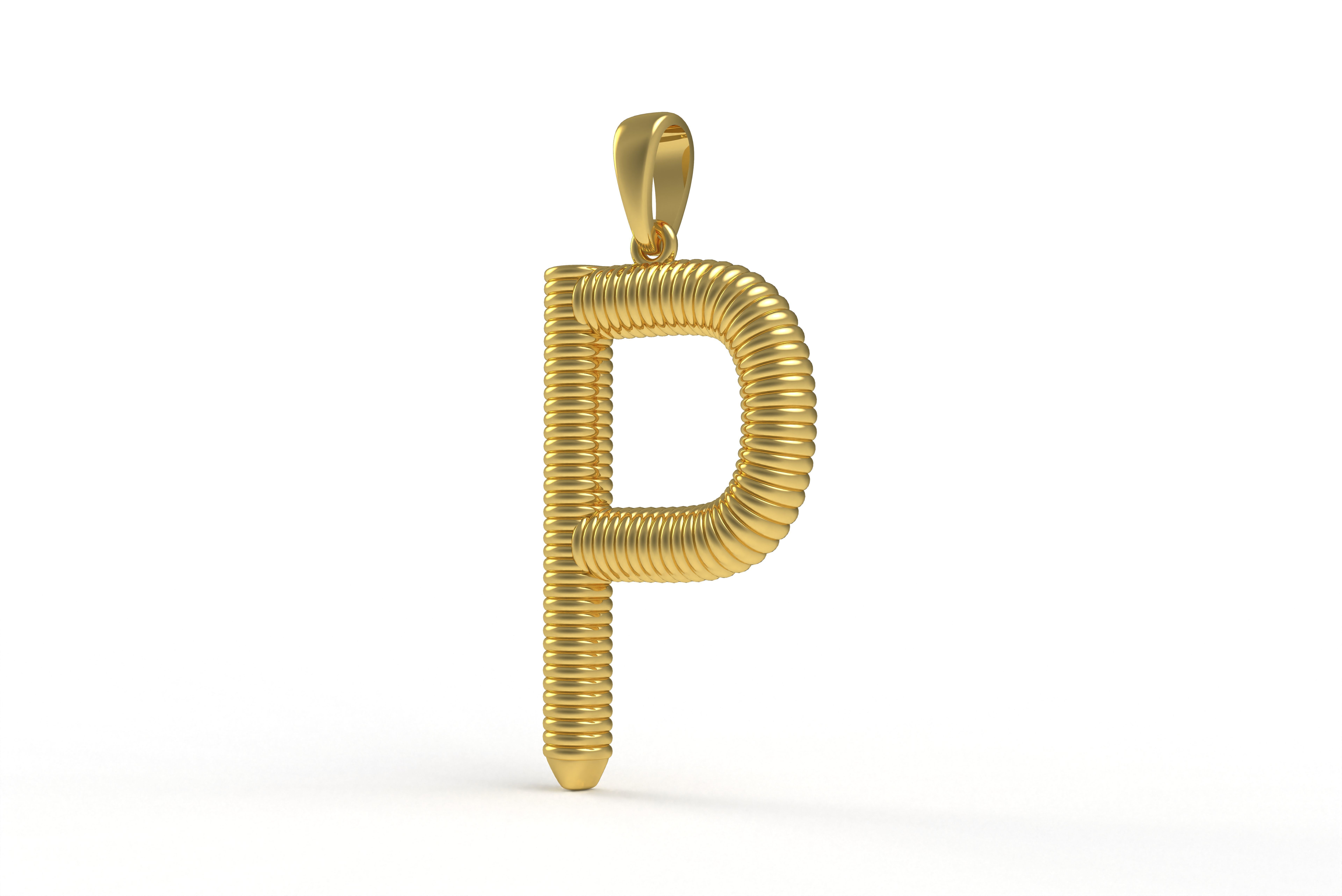 Spiral Initial Letter P Pendant 3D print model_4
