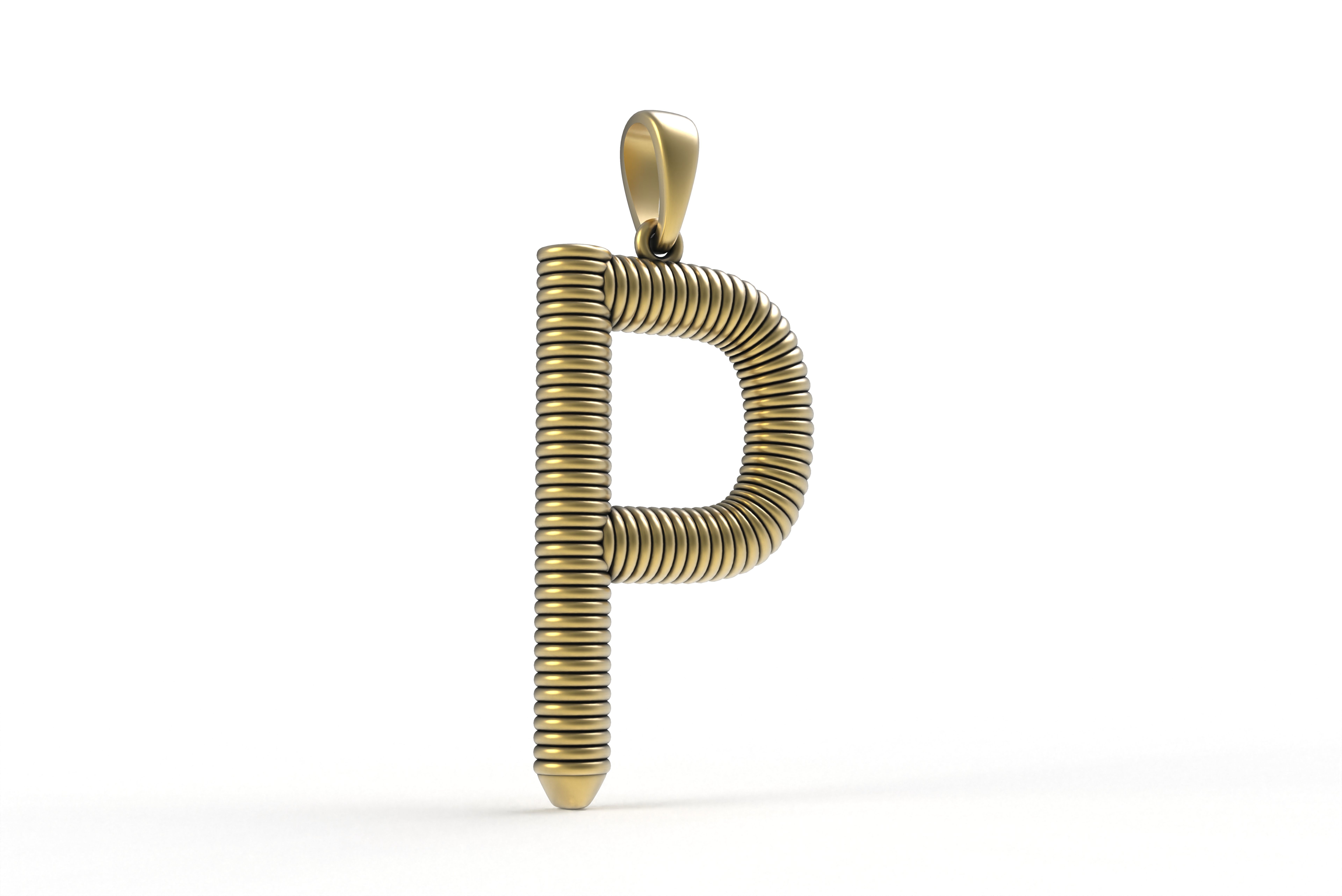 Spiral Initial Letter P Pendant 3D print model_17