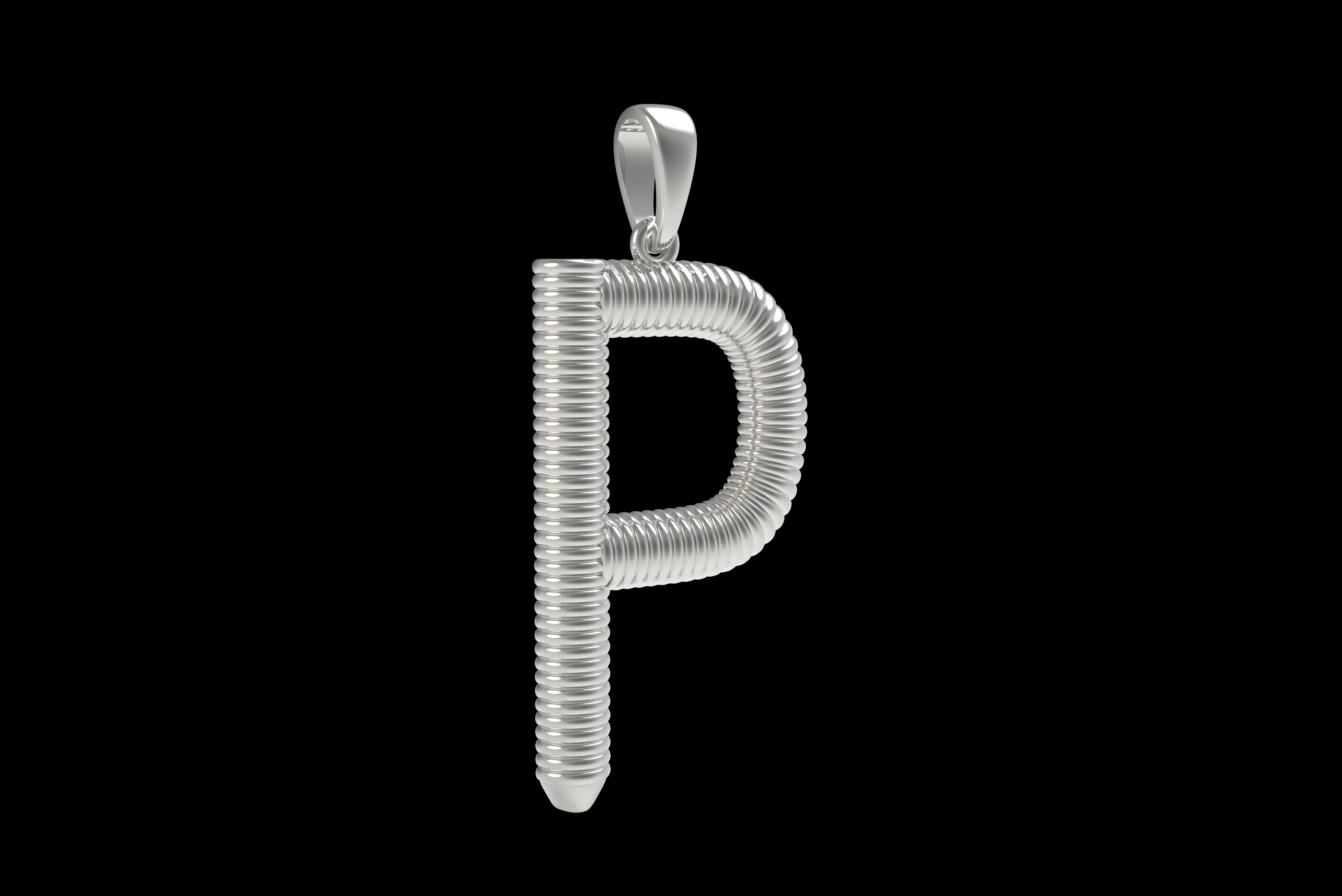 Spiral Initial Letter P Pendant 3D print model_29