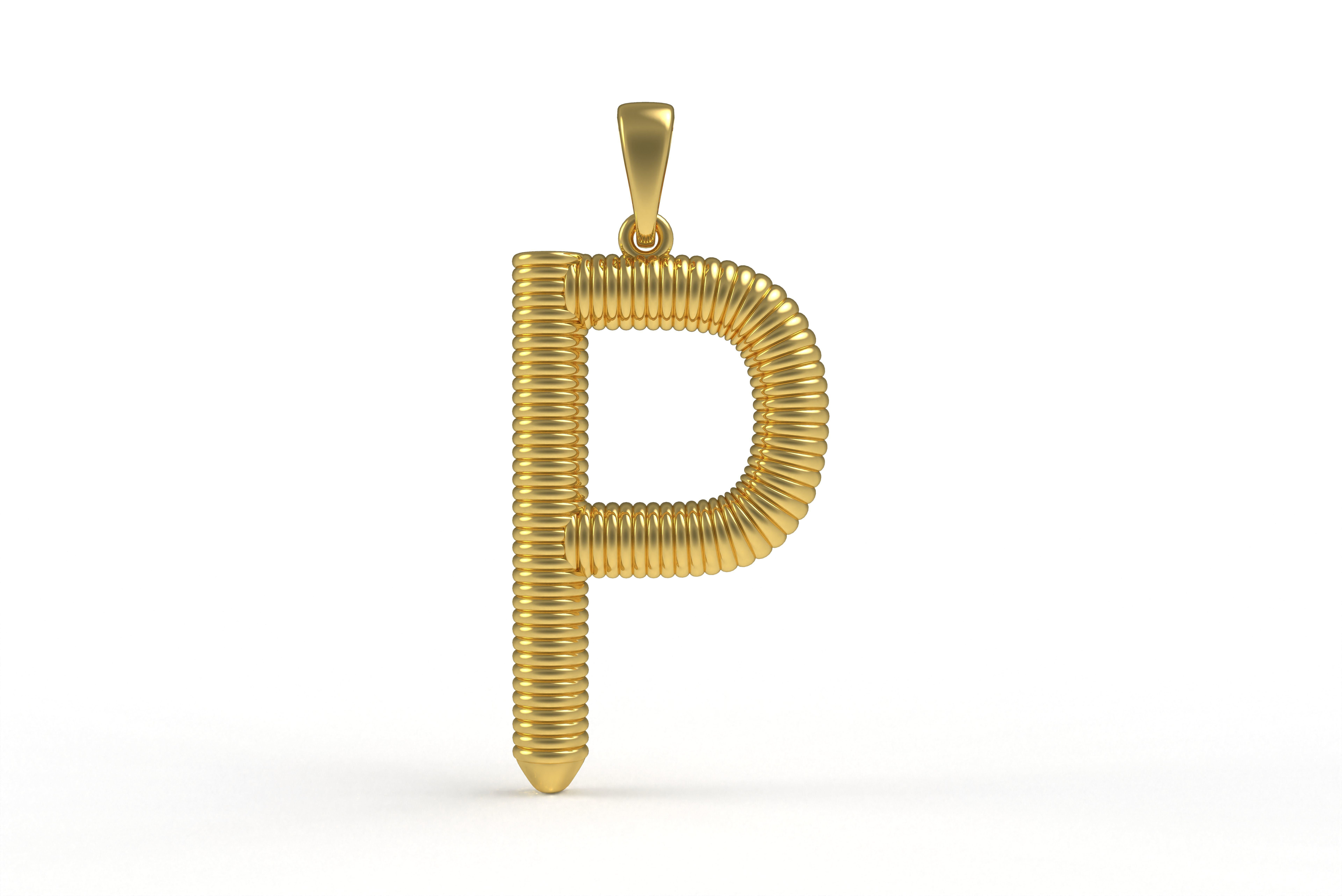 Spiral Initial Letter P Pendant 3D print model_1