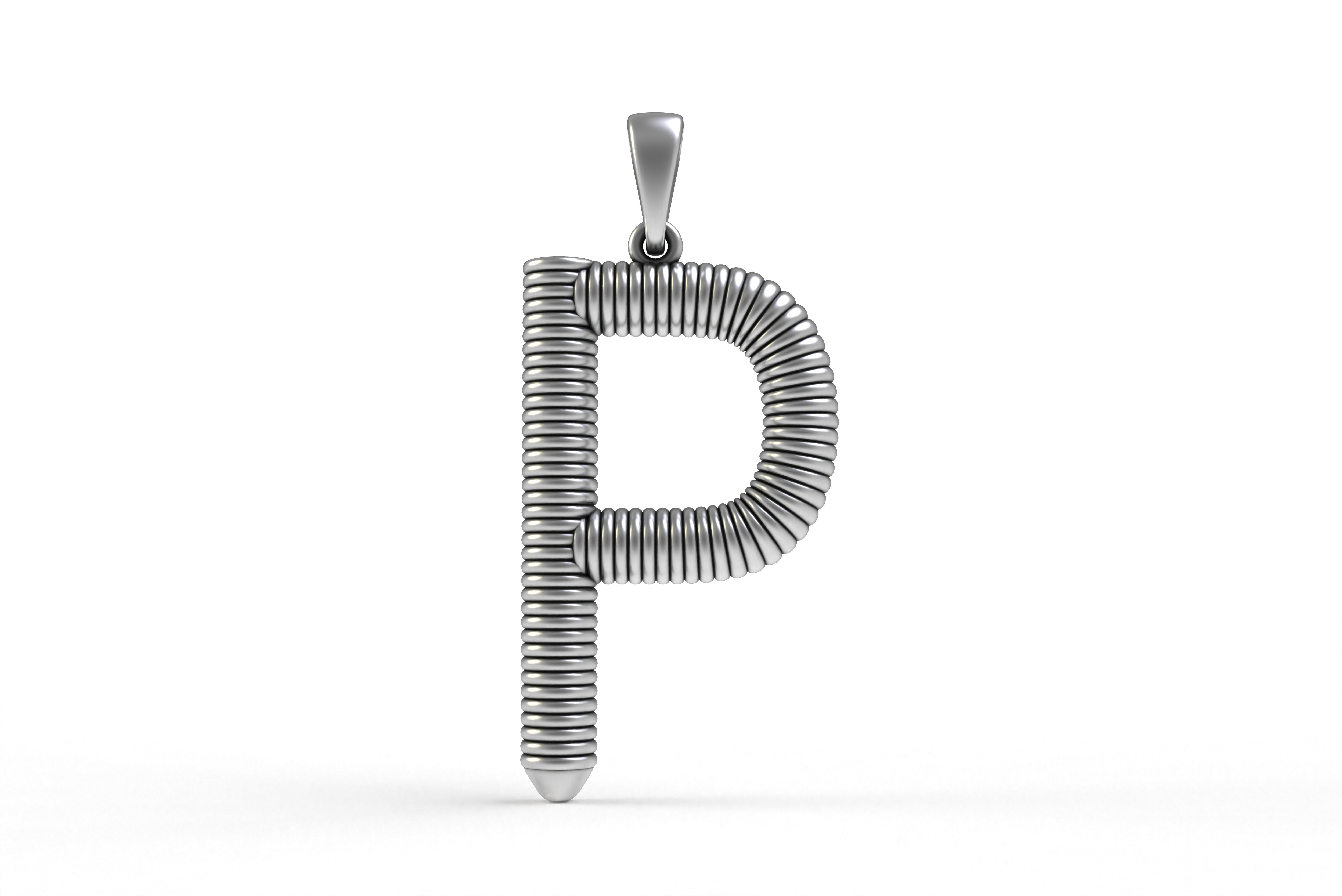 Spiral Initial Letter P Pendant 3D print model_18