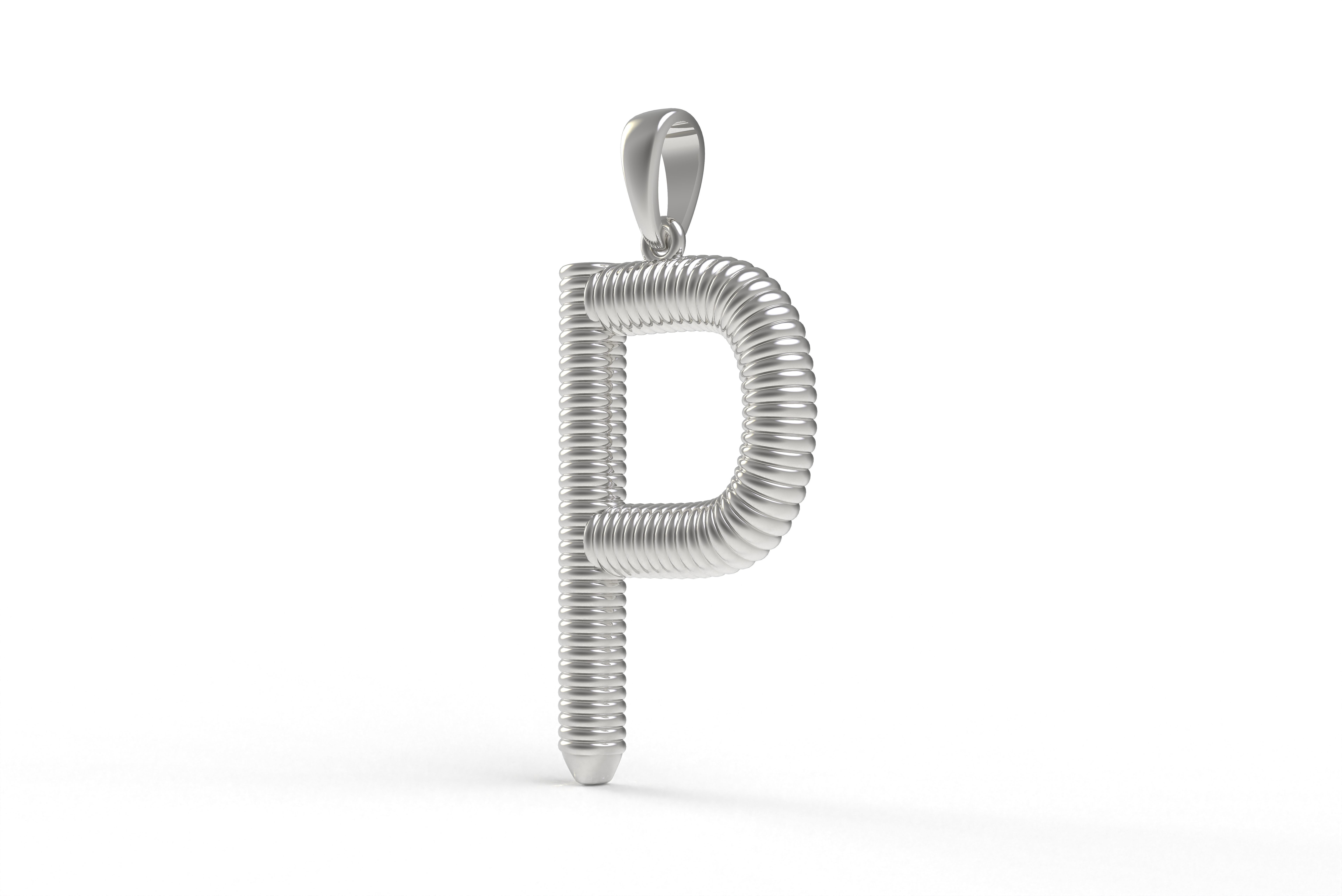 Spiral Initial Letter P Pendant 3D print model_8