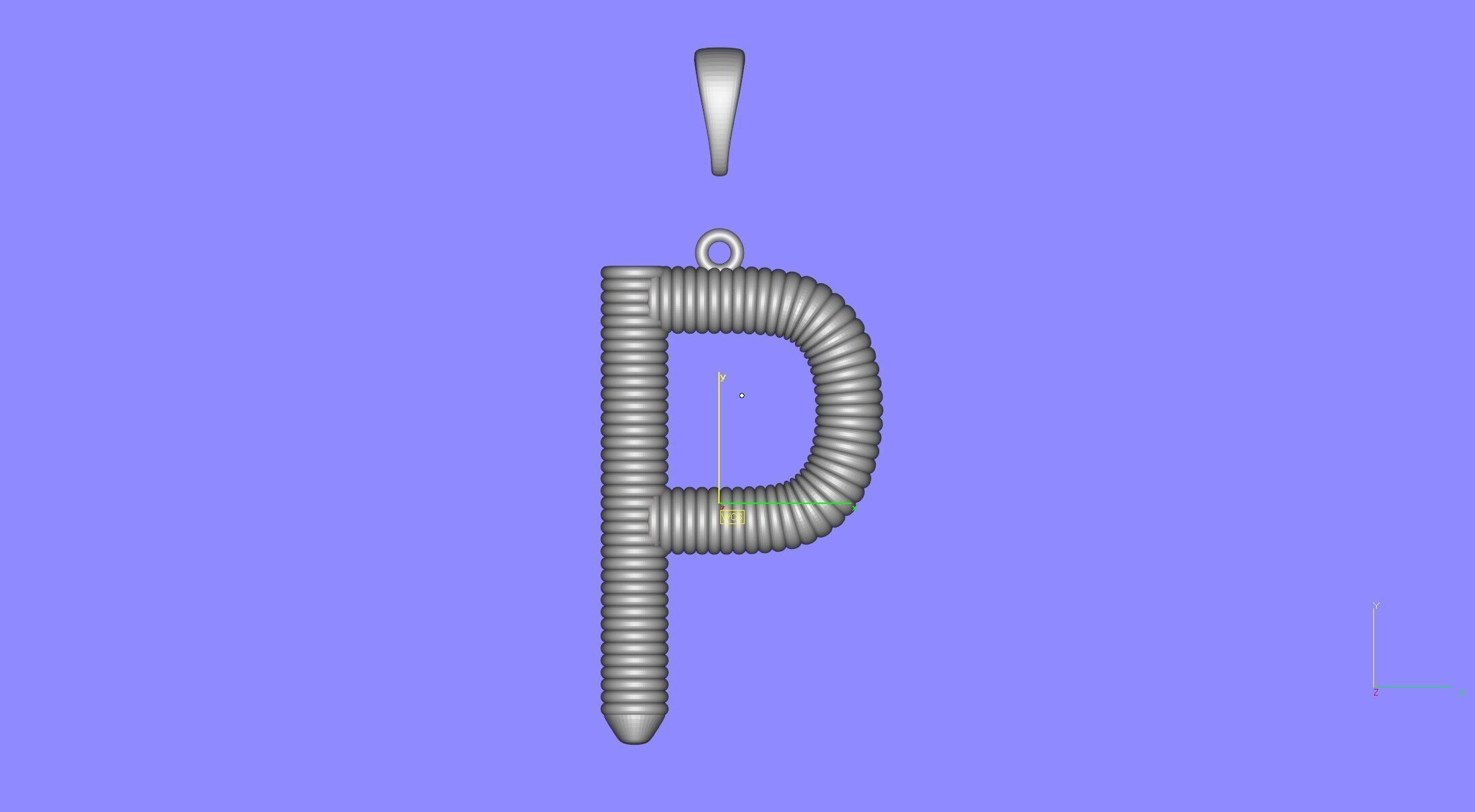 Spiral Initial Letter P Pendant 3D print model_35