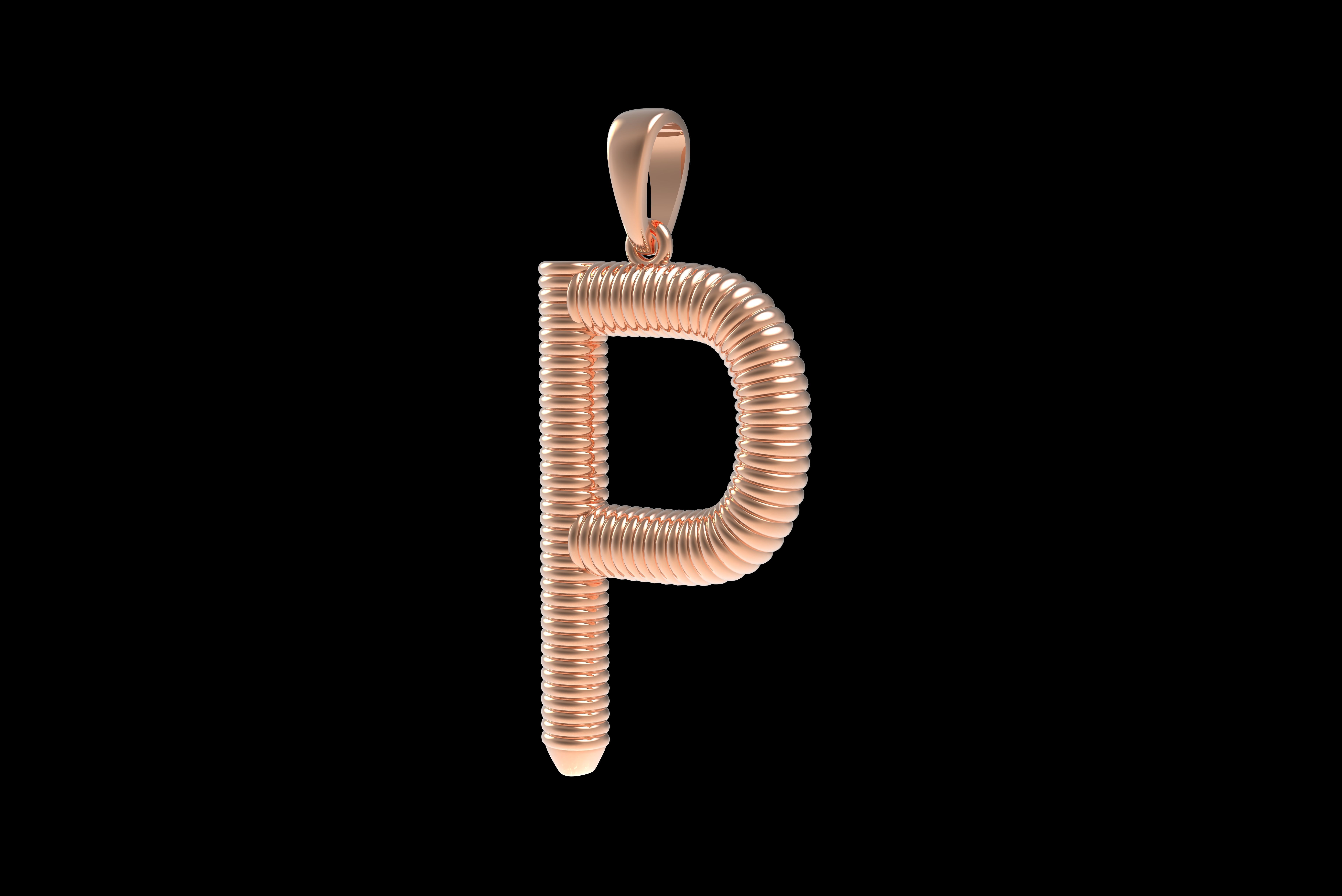 Spiral Initial Letter P Pendant 3D print model_32