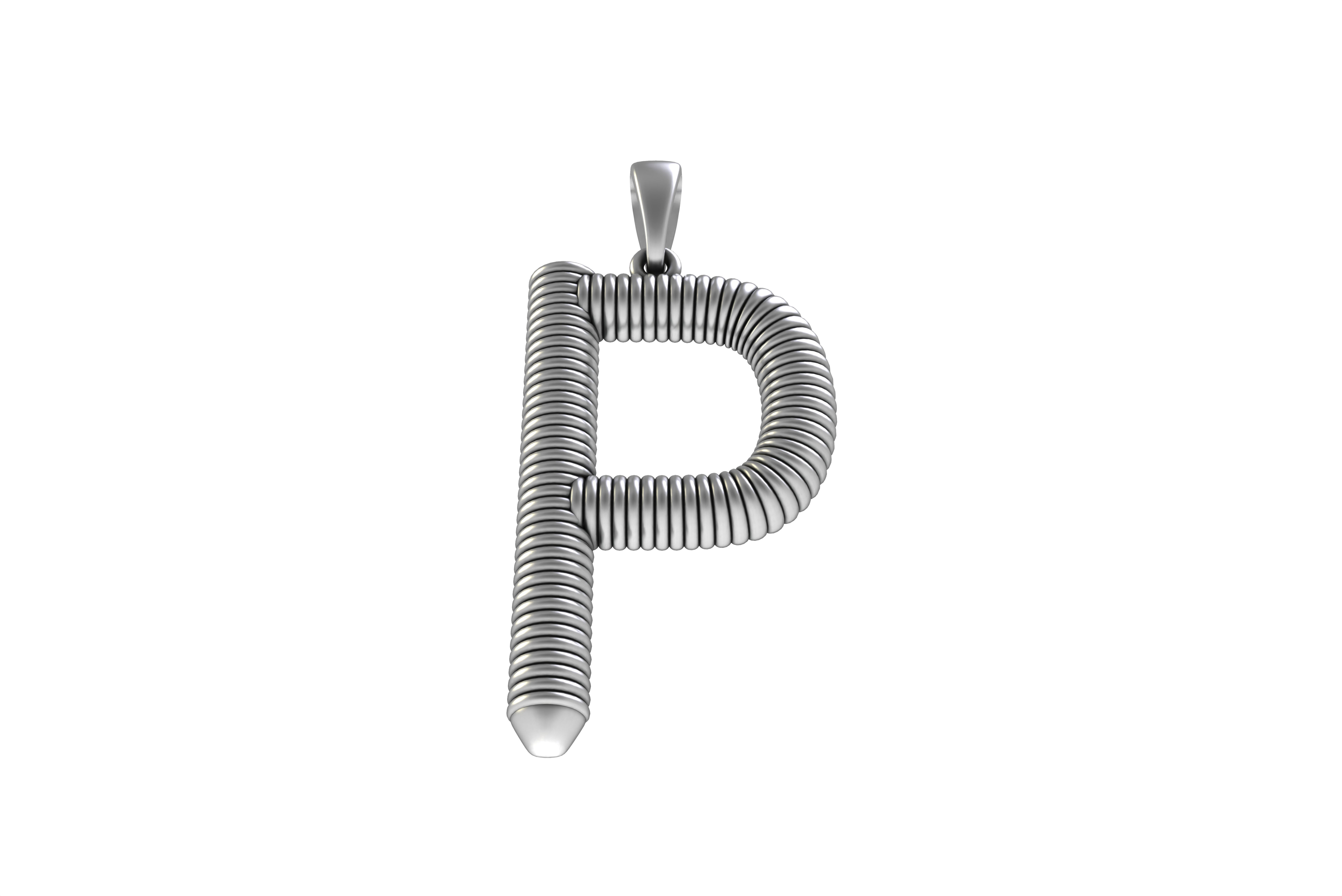 Spiral Initial Letter P Pendant 3D print model_19