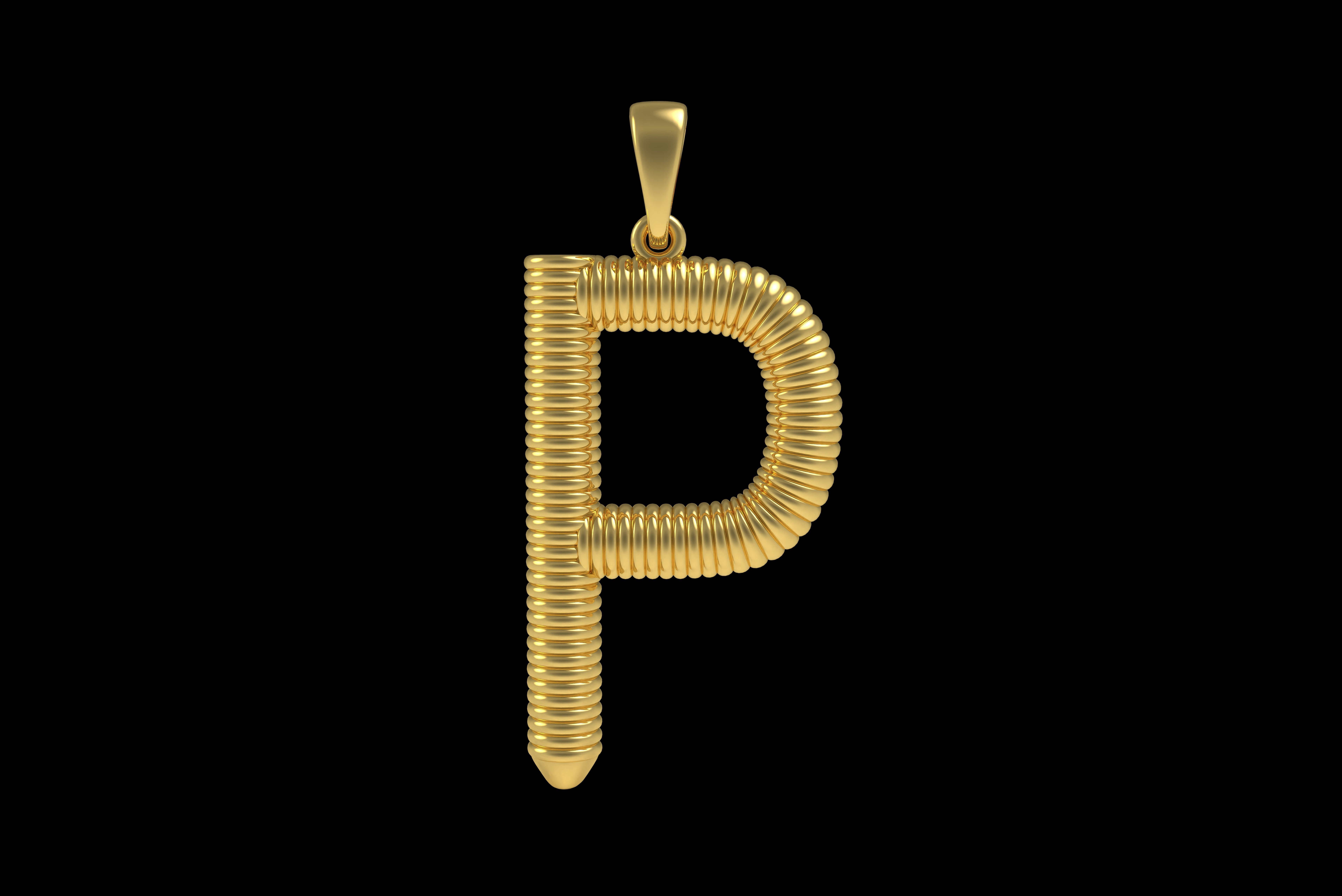 Spiral Initial Letter P Pendant 3D print model_22