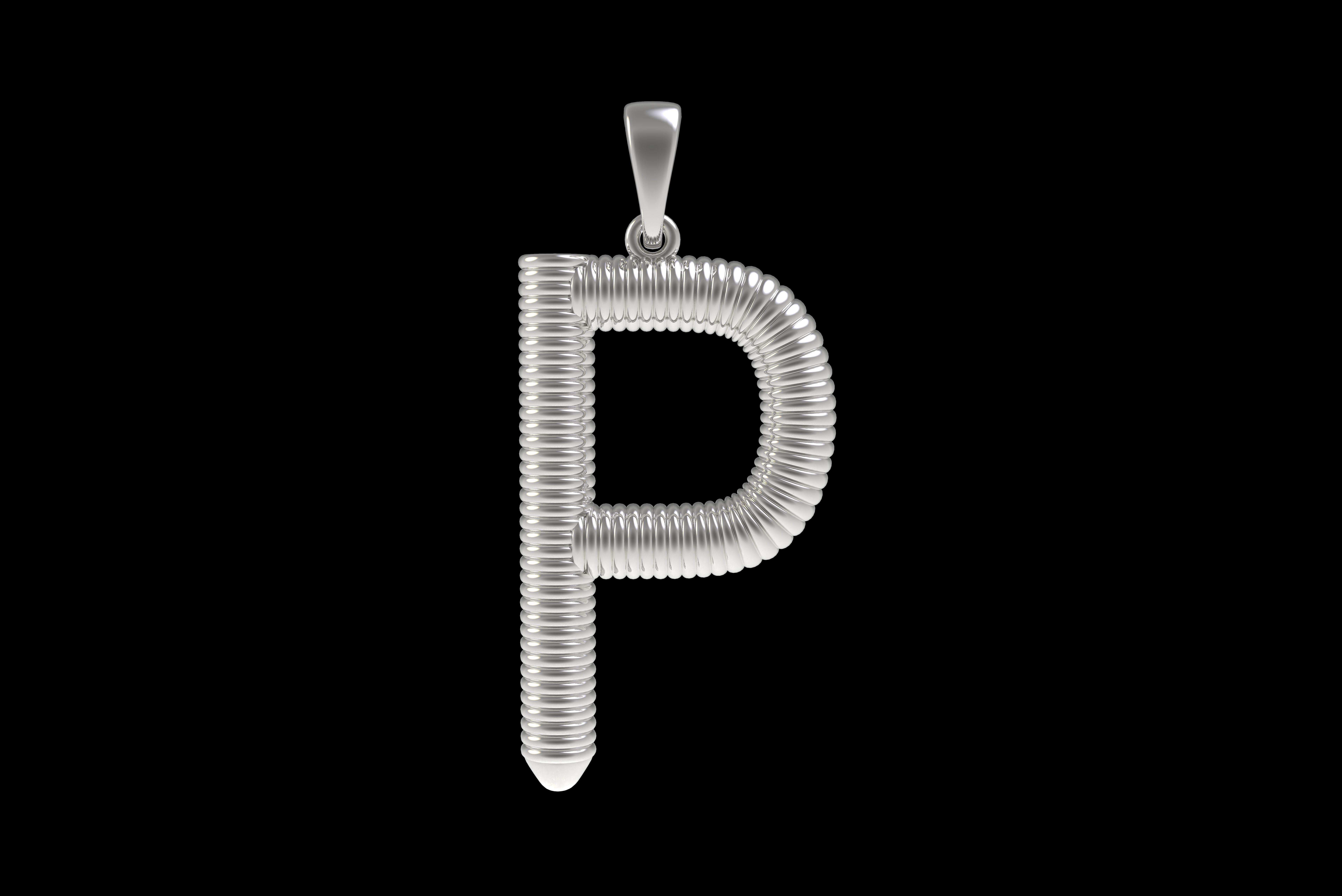 Spiral Initial Letter P Pendant 3D print model_26