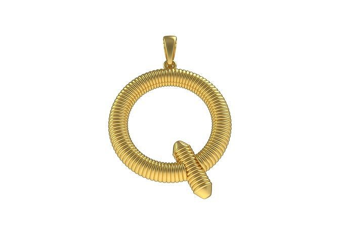 Spiral Initial Letter Q Pendant 3D print model