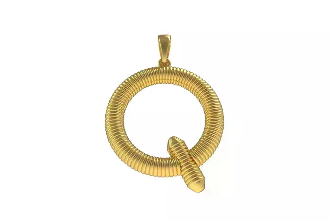 Spiral Initial Letter Q Pendant