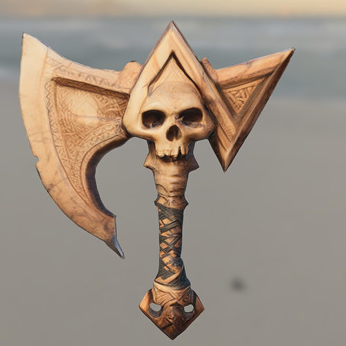 Skull Battle Axe Low-poly 3D model