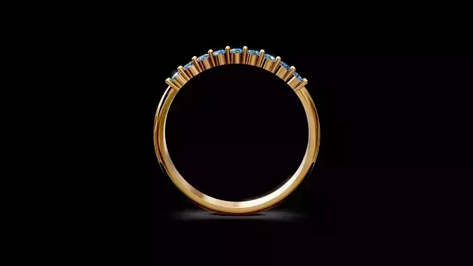 Delicate Half Eternity Ring with 9 pieces and 2mm gems 3D print model
