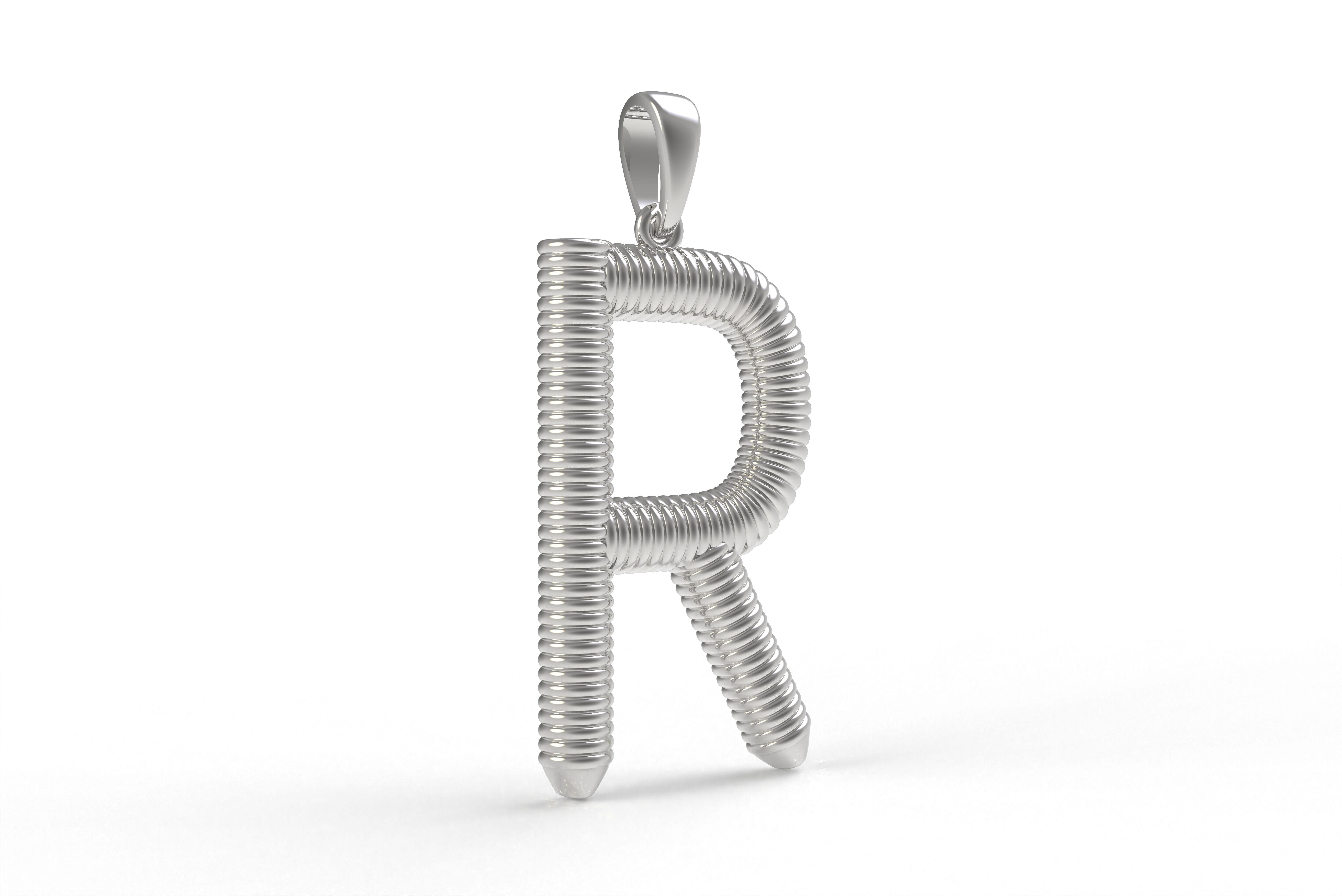Spiral Initial Letter R Pendant 3D print model_9