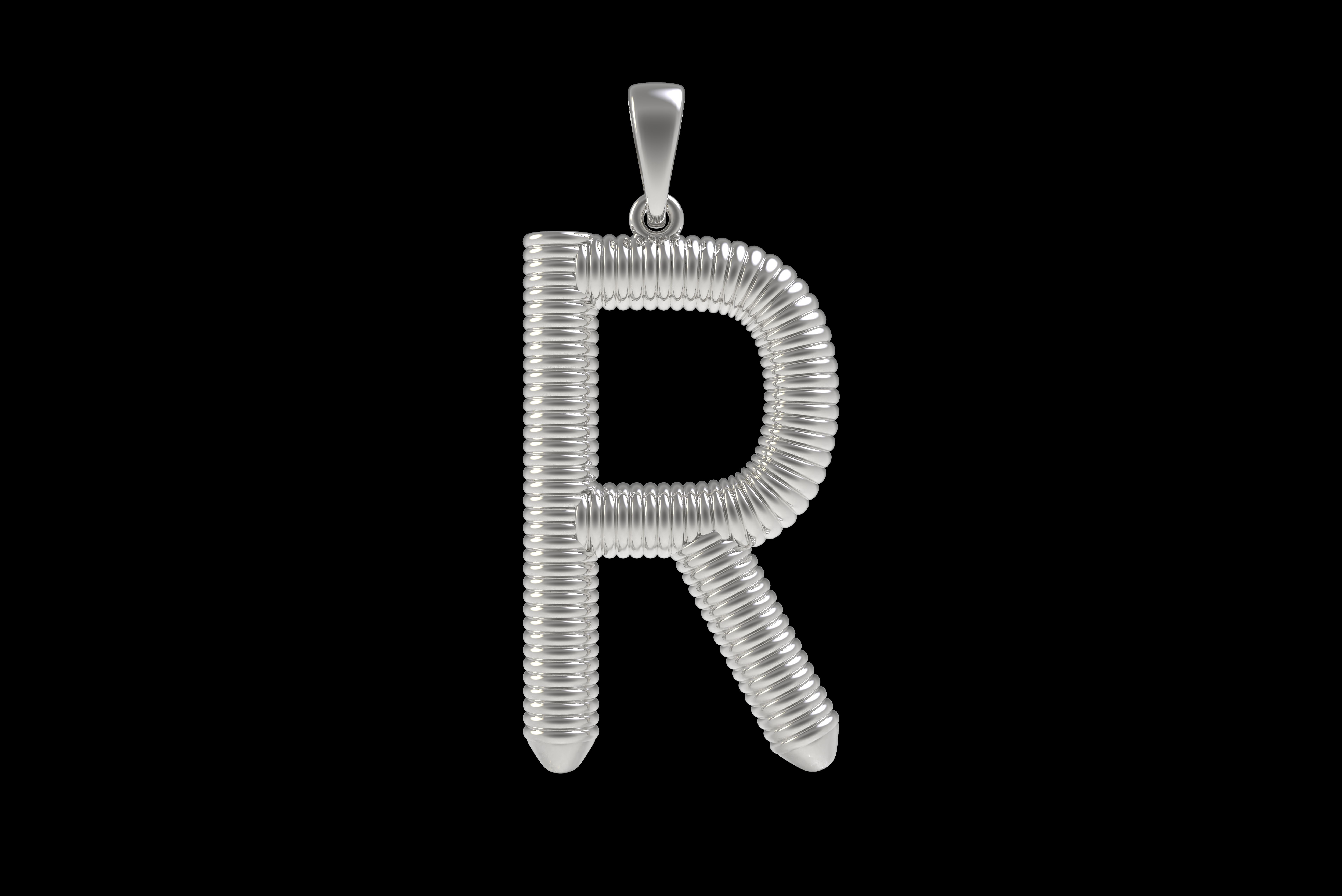Spiral Initial Letter R Pendant 3D print model_26
