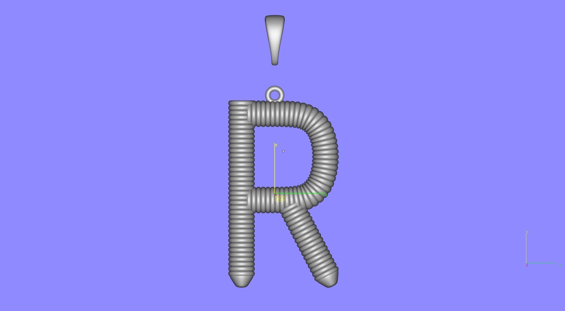 Spiral Initial Letter R Pendant 3D print model_35