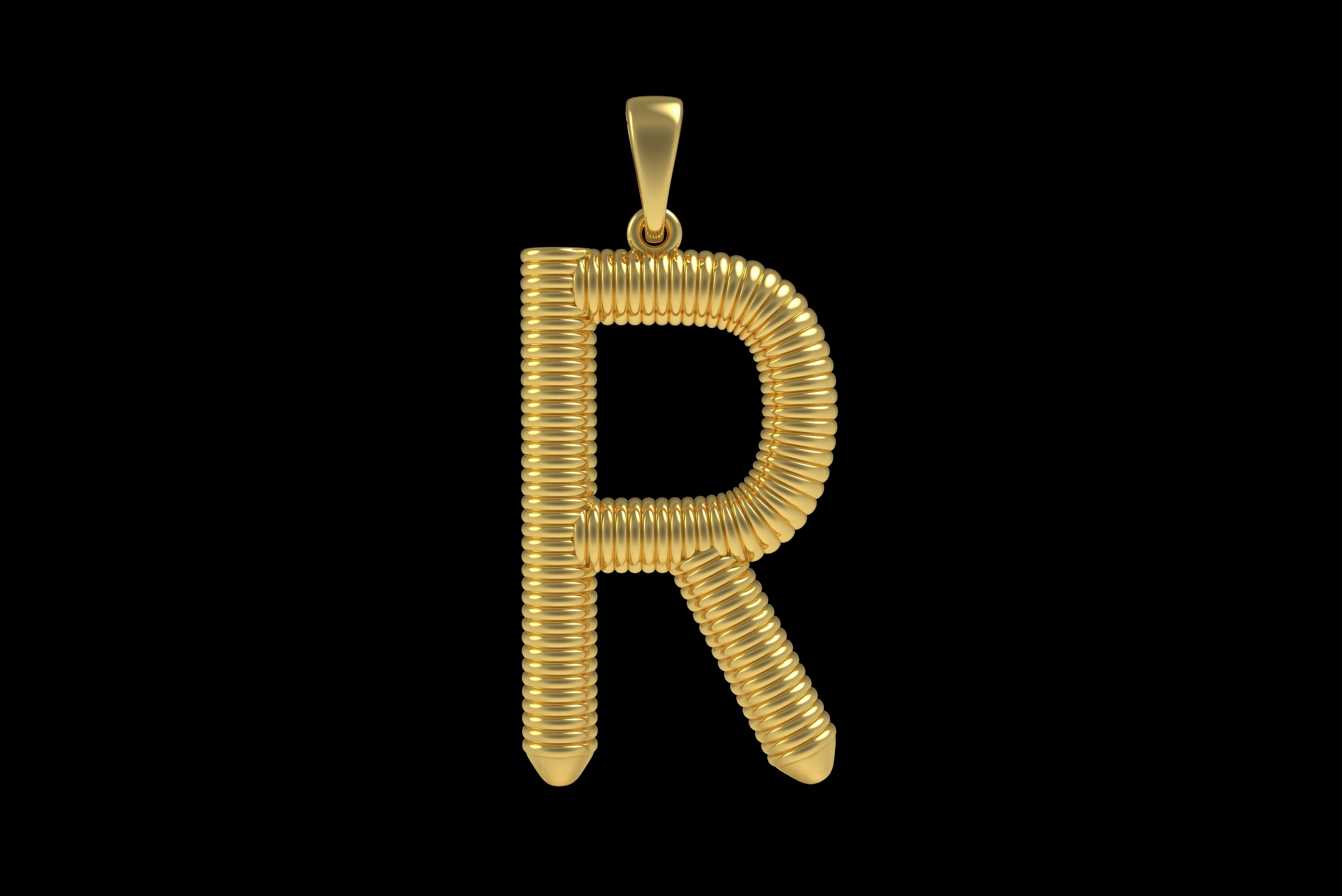 Spiral Initial Letter R Pendant 3D print model_22