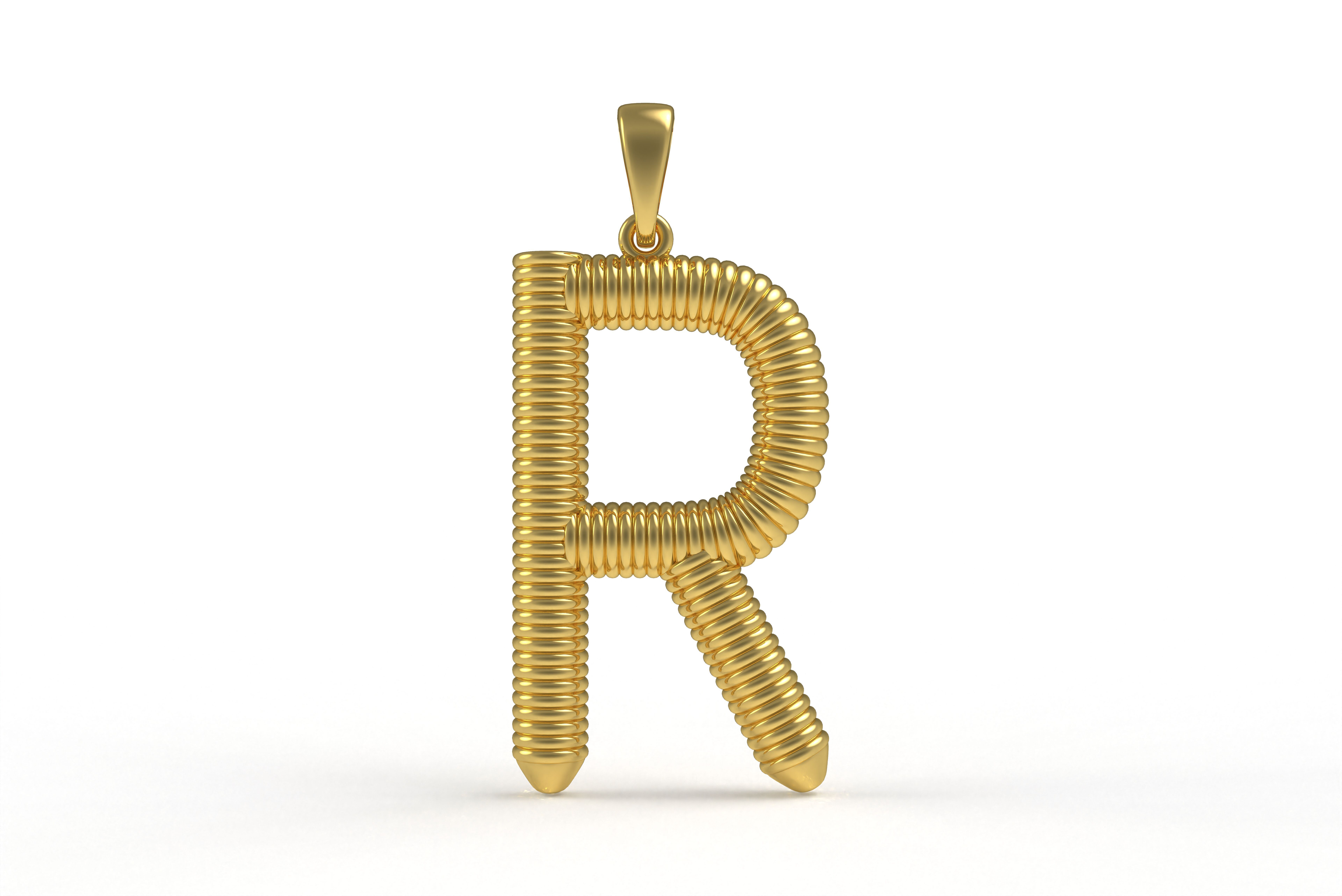 Spiral Initial Letter R Pendant 3D print model_1
