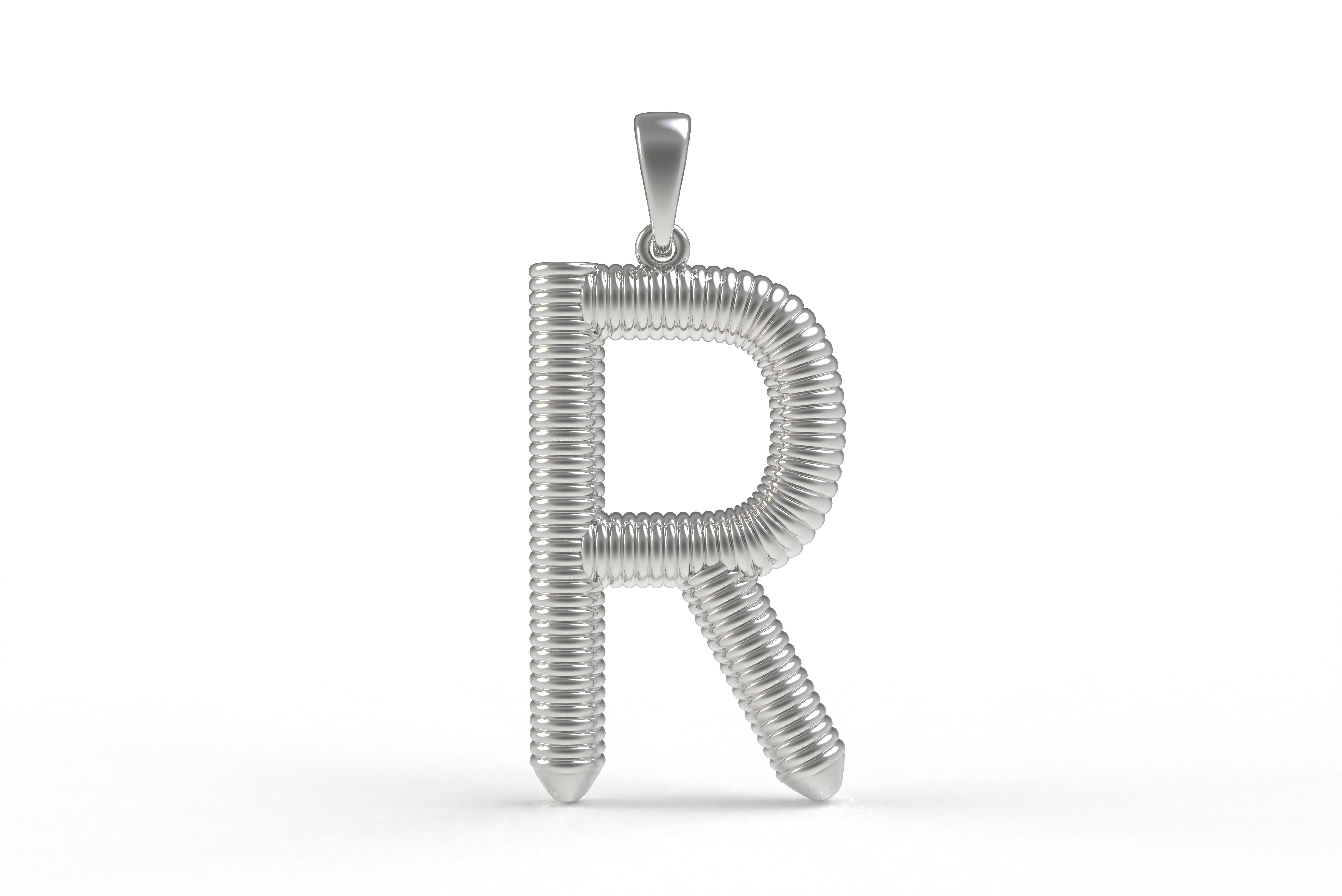 Spiral Initial Letter R Pendant 3D print model_6