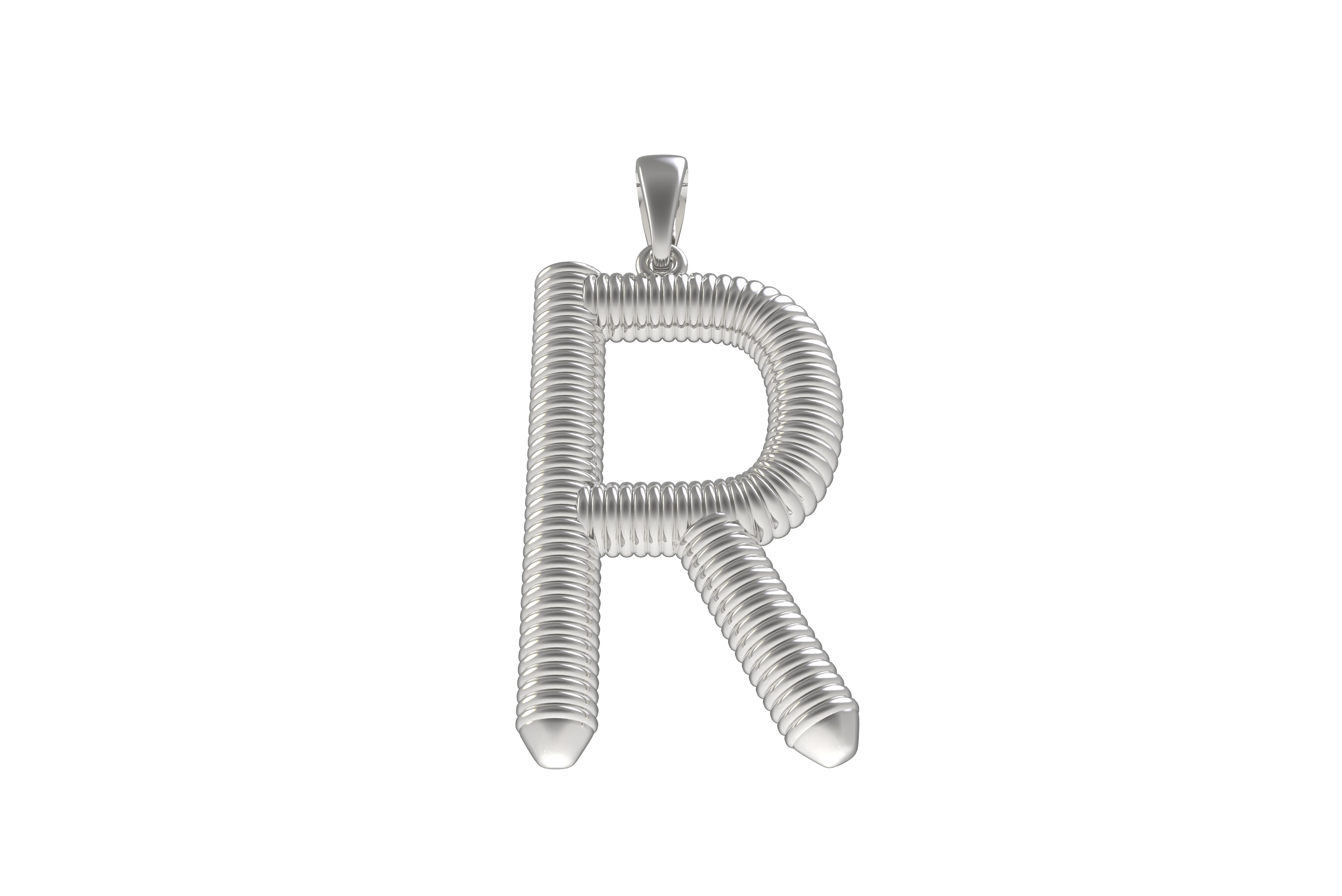 Spiral Initial Letter R Pendant 3D print model_7