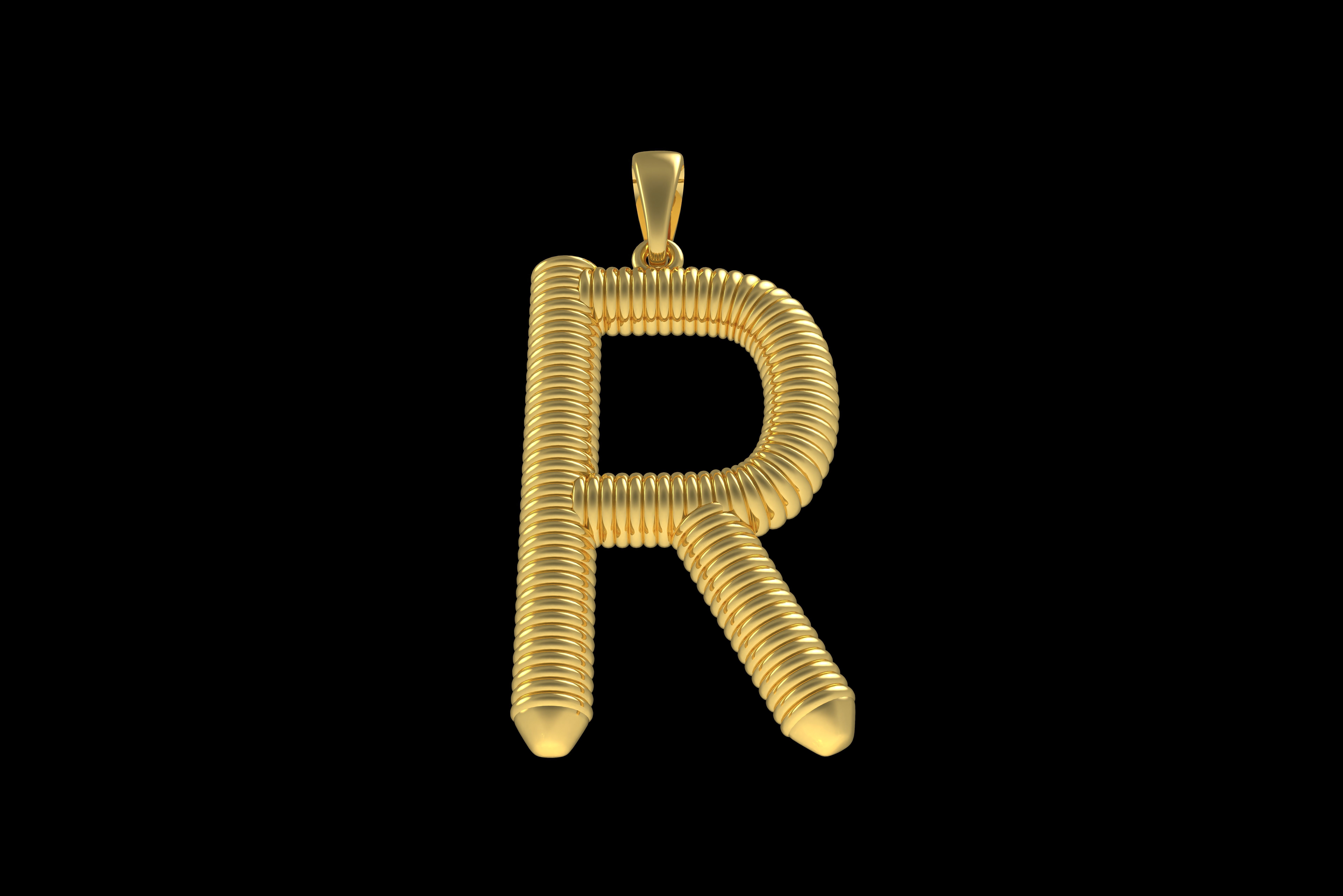 Spiral Initial Letter R Pendant 3D print model_23