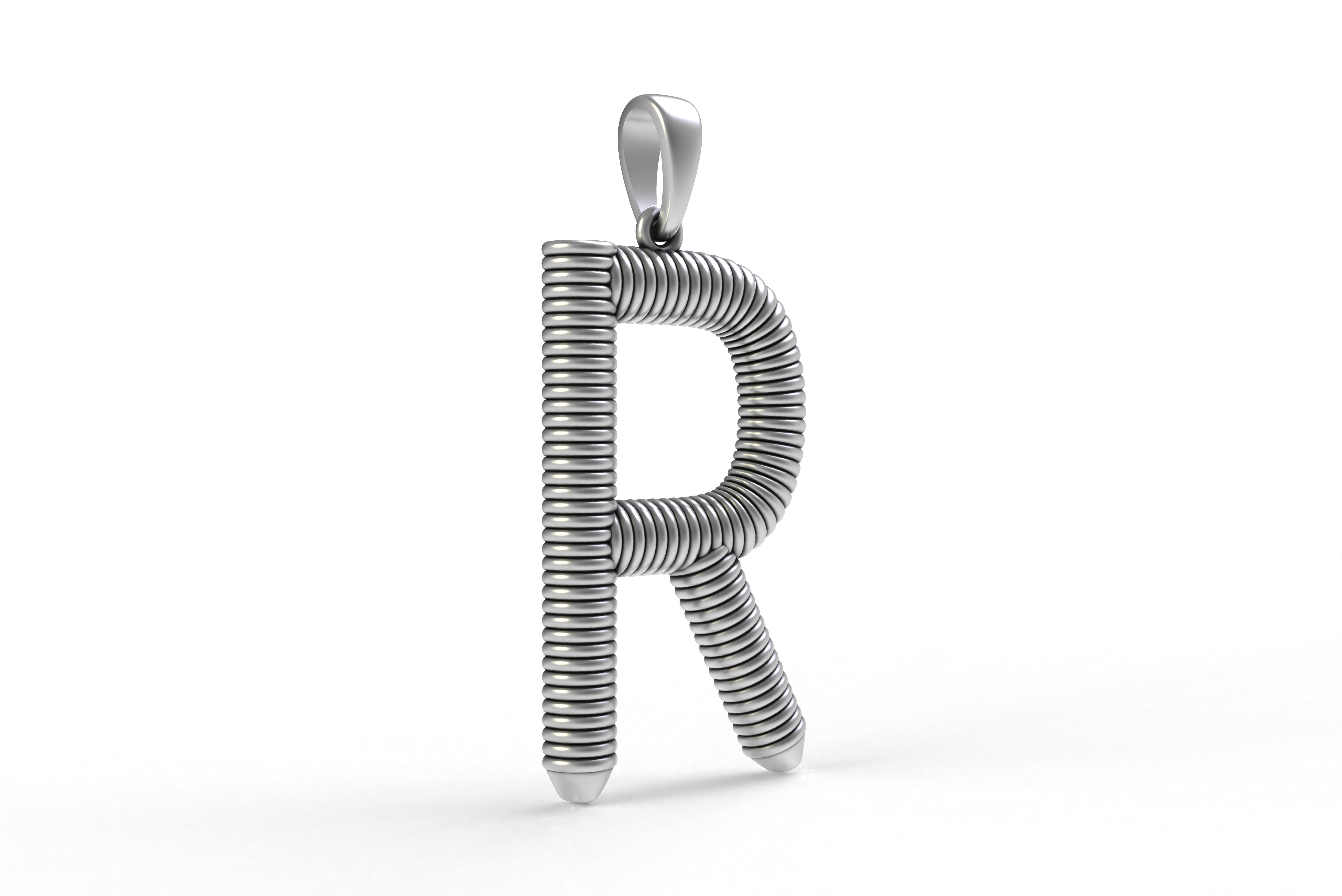 Spiral Initial Letter R Pendant 3D print model_21