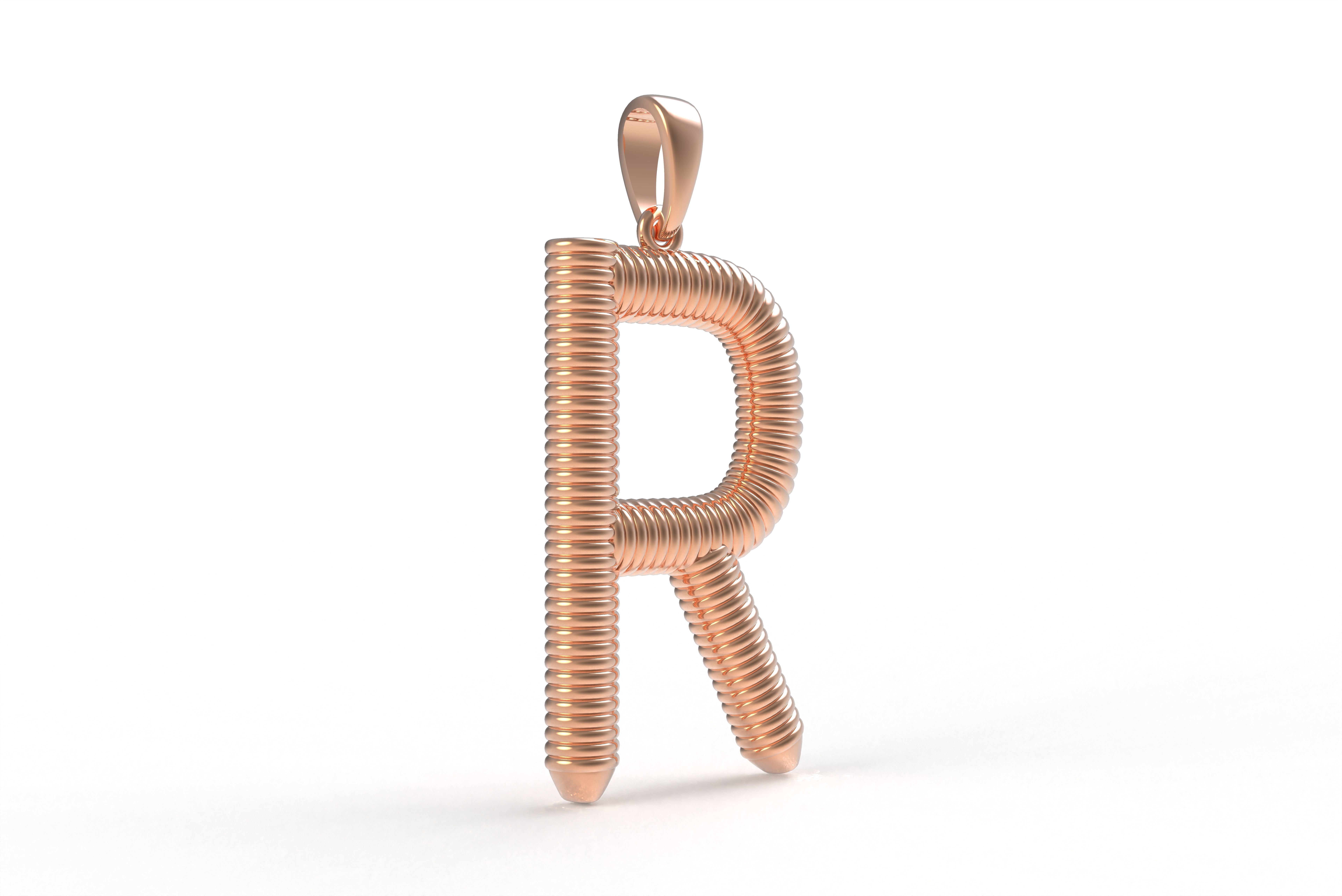 Spiral Initial Letter R Pendant 3D print model_13