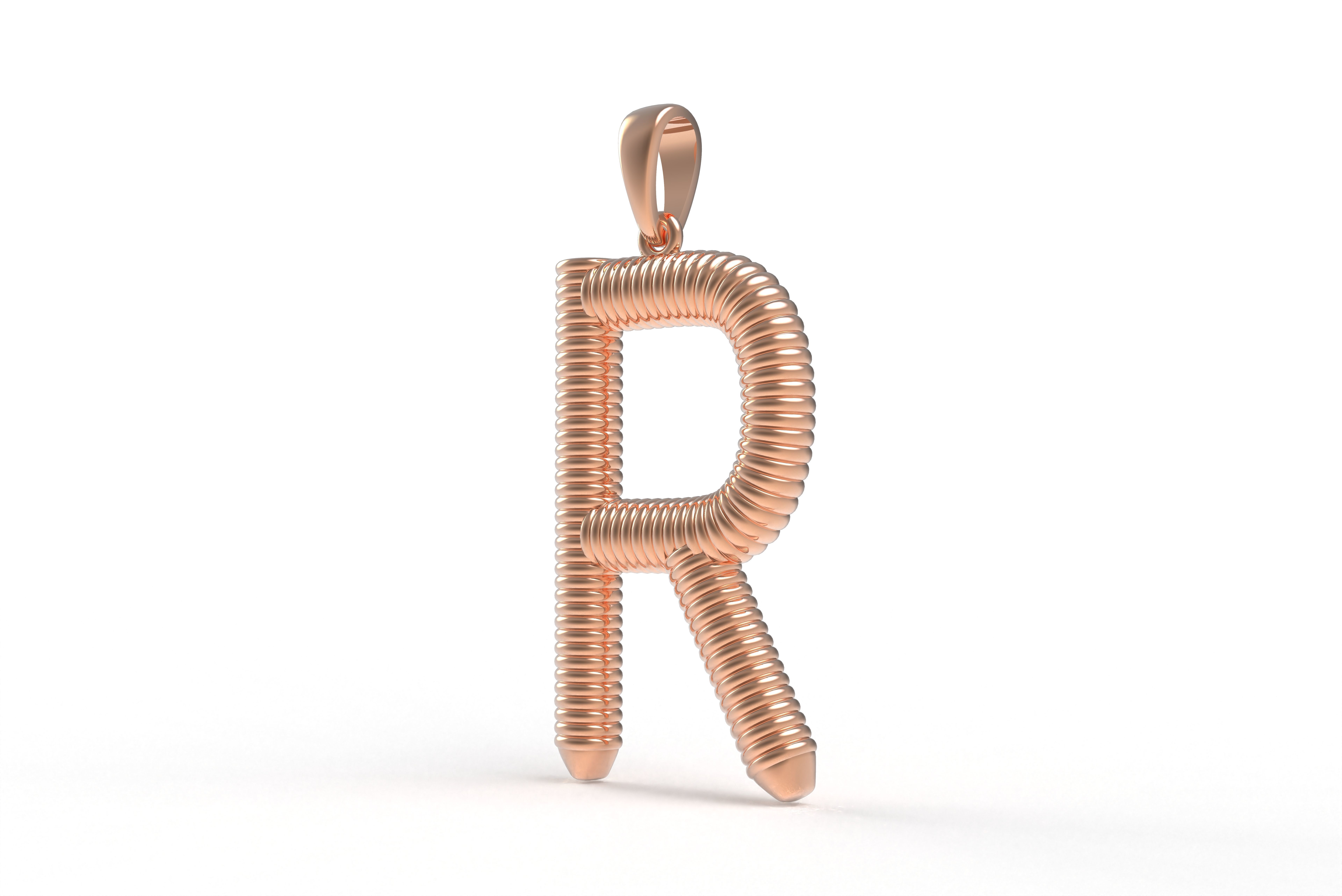 Spiral Initial Letter R Pendant 3D print model_12