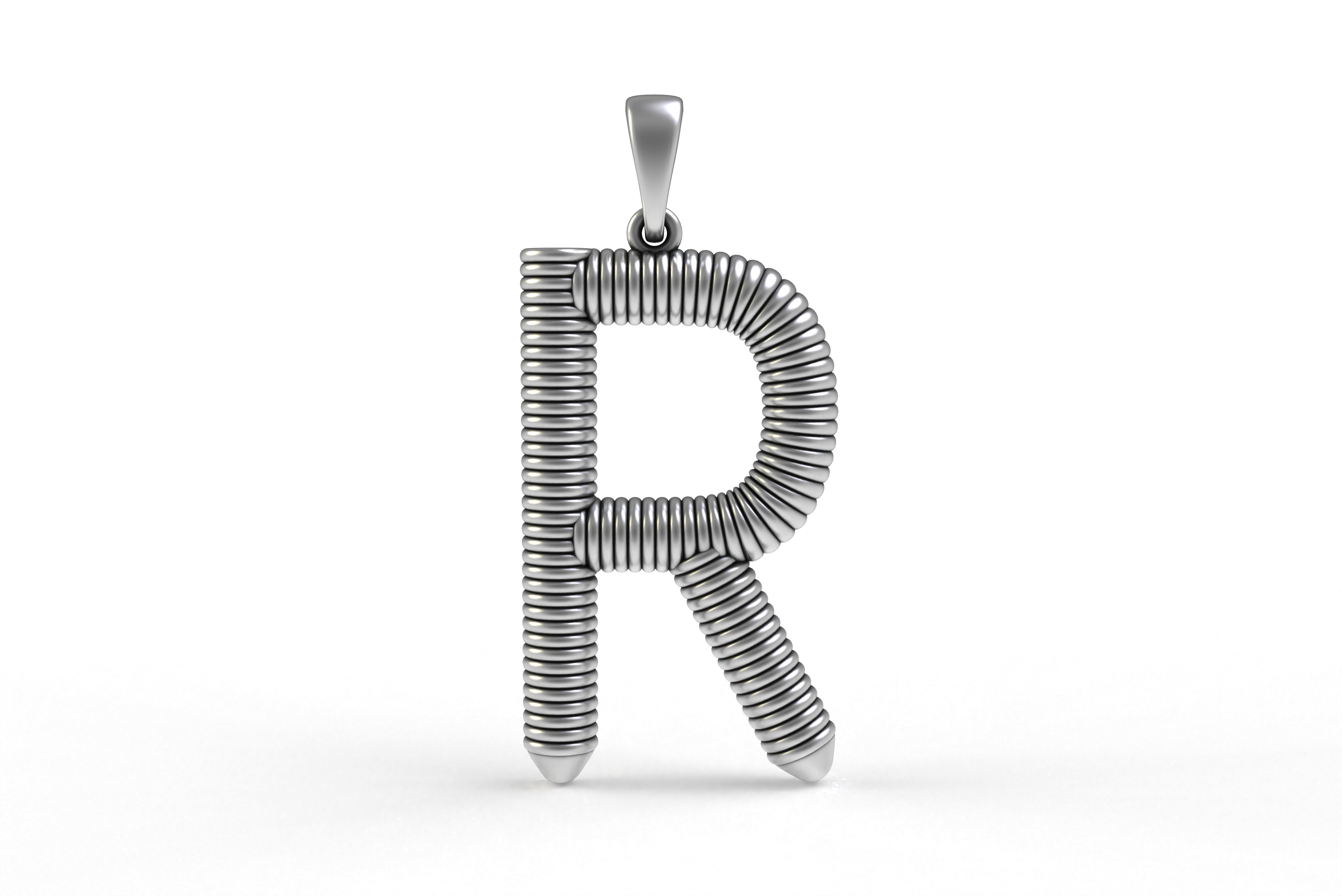 Spiral Initial Letter R Pendant 3D print model_18