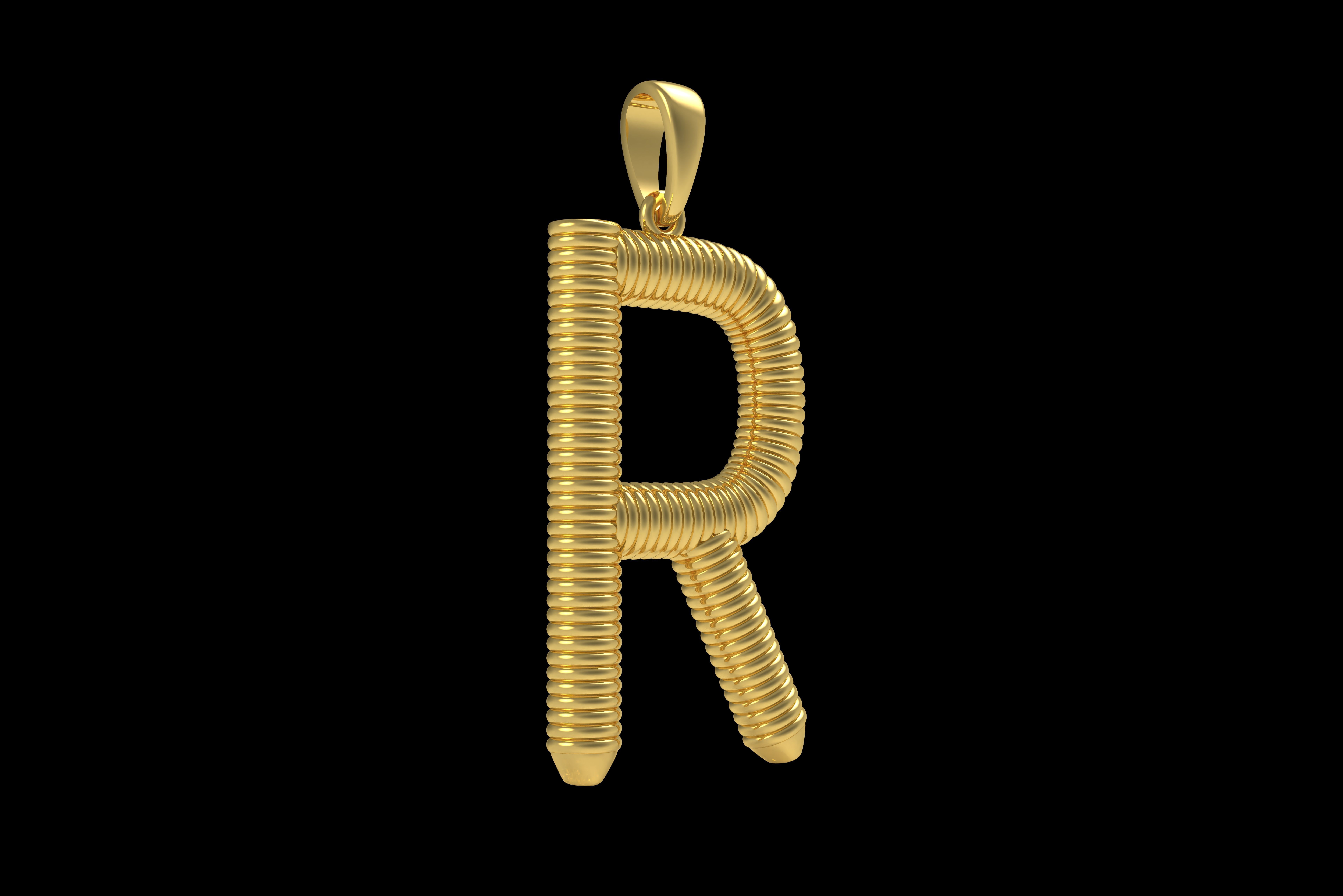 Spiral Initial Letter R Pendant 3D print model_25