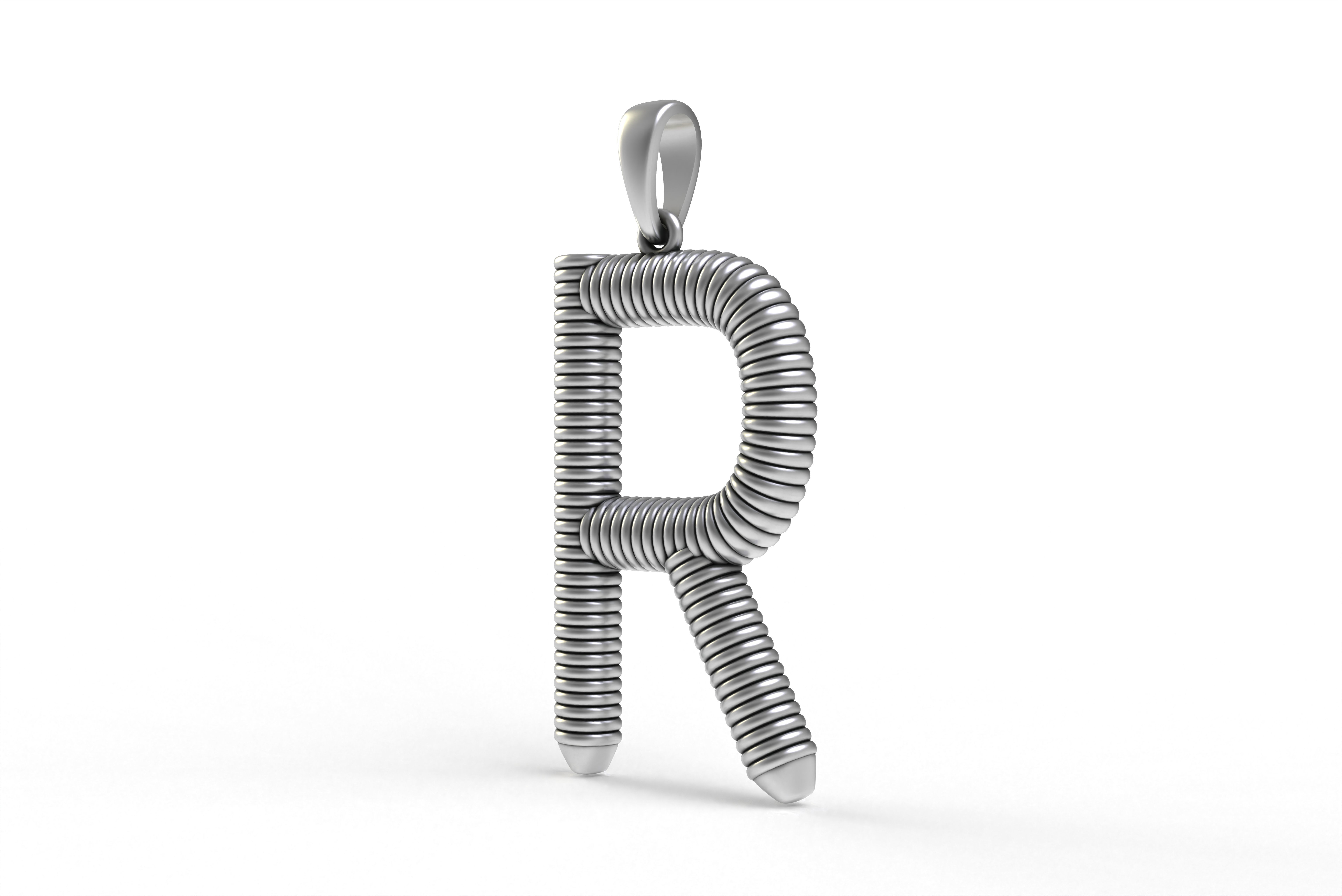 Spiral Initial Letter R Pendant 3D print model_20