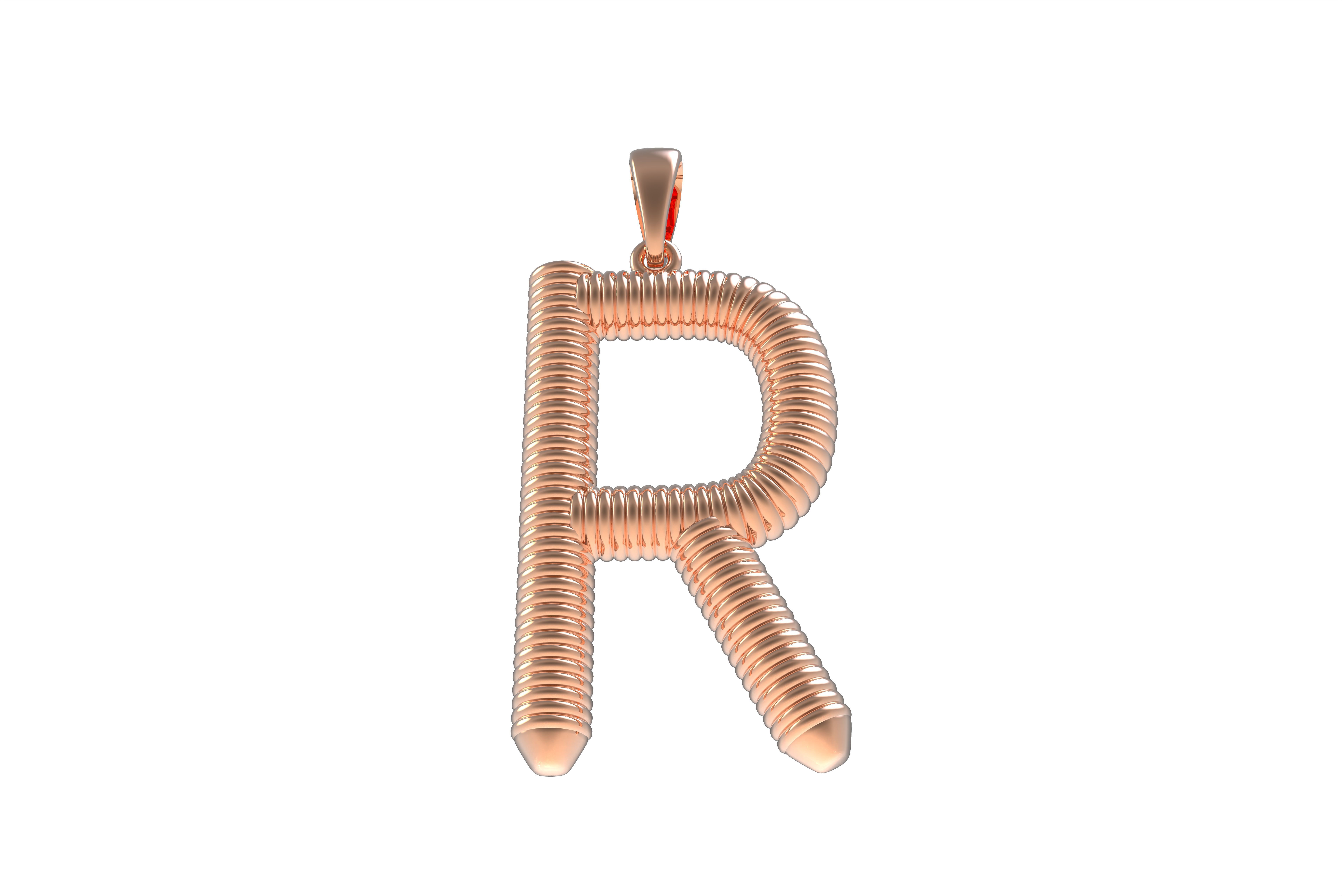 Spiral Initial Letter R Pendant 3D print model_11