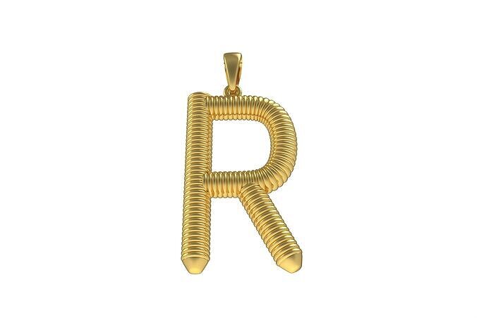 Spiral Initial Letter R Pendant 3D print model