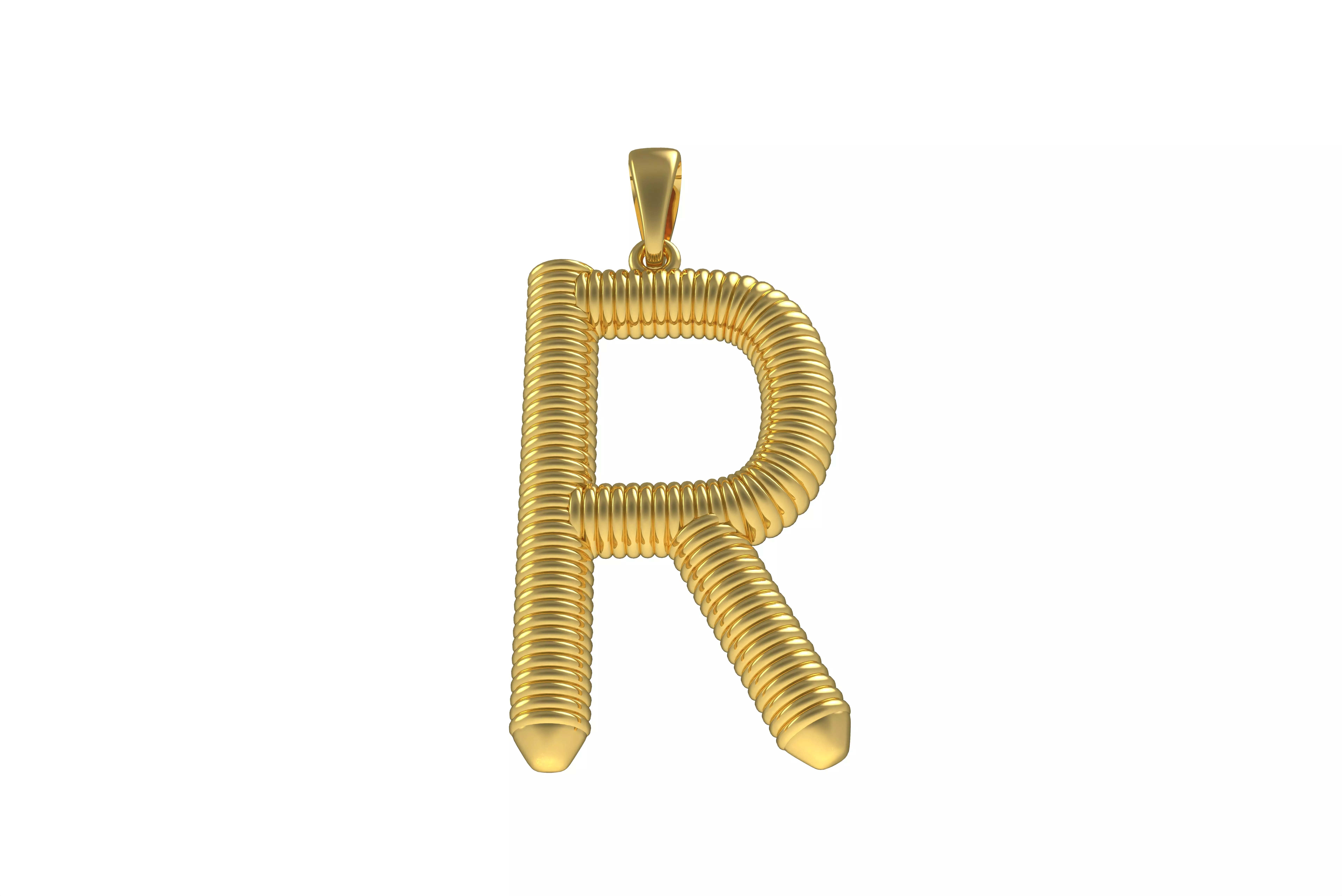 Spiral Initial Letter R Pendant 3D print model_0