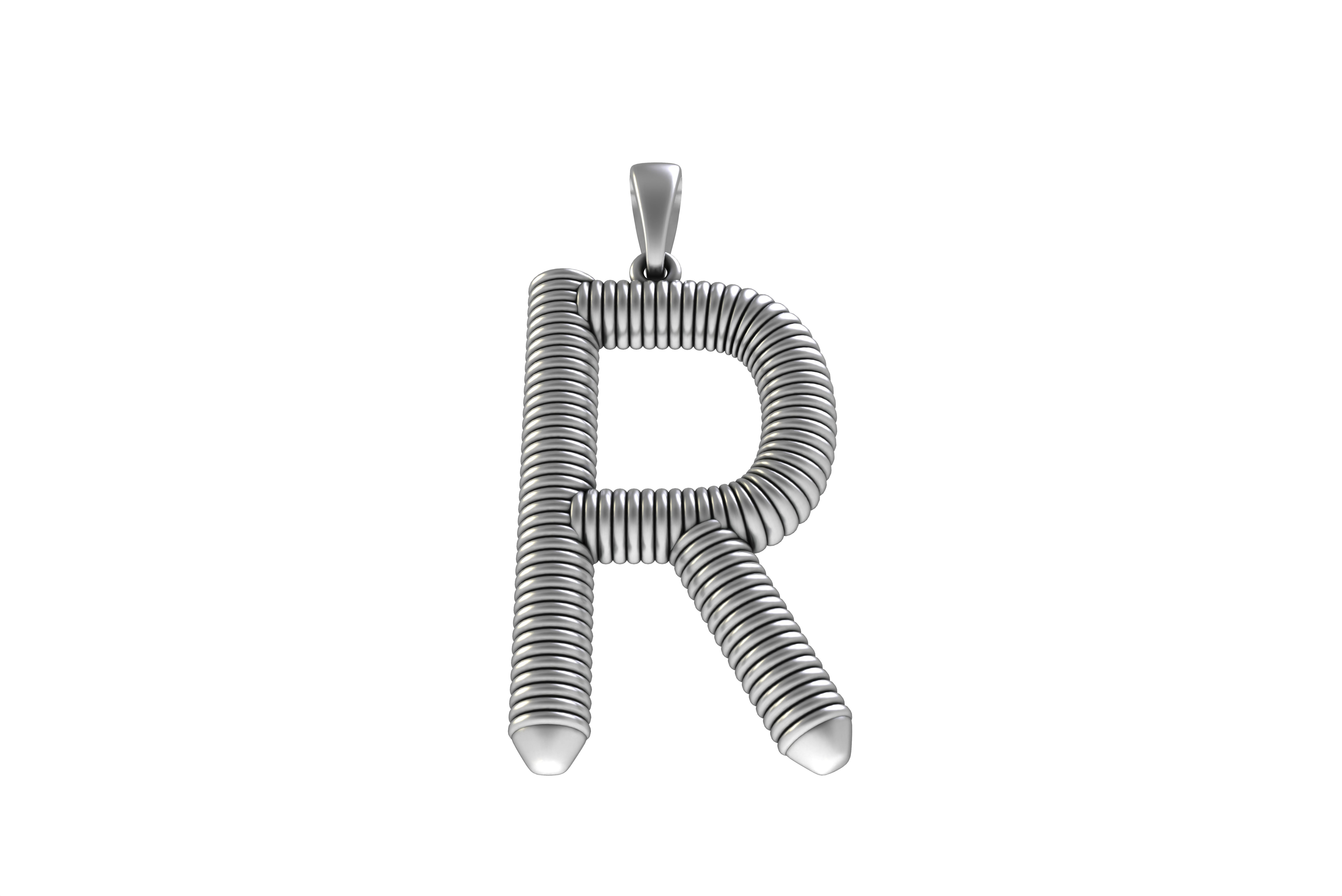 Spiral Initial Letter R Pendant 3D print model_19