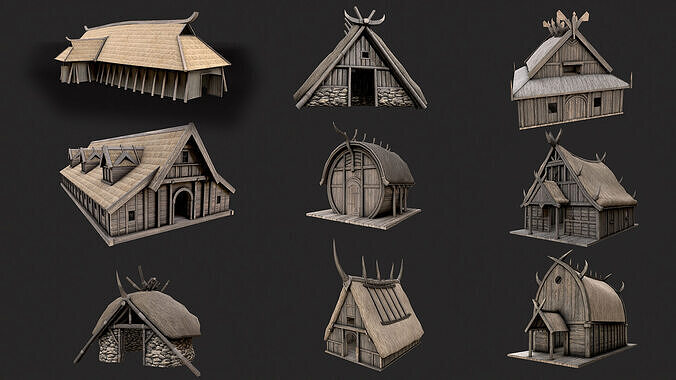 Viking House Pack Low-poly 3D model