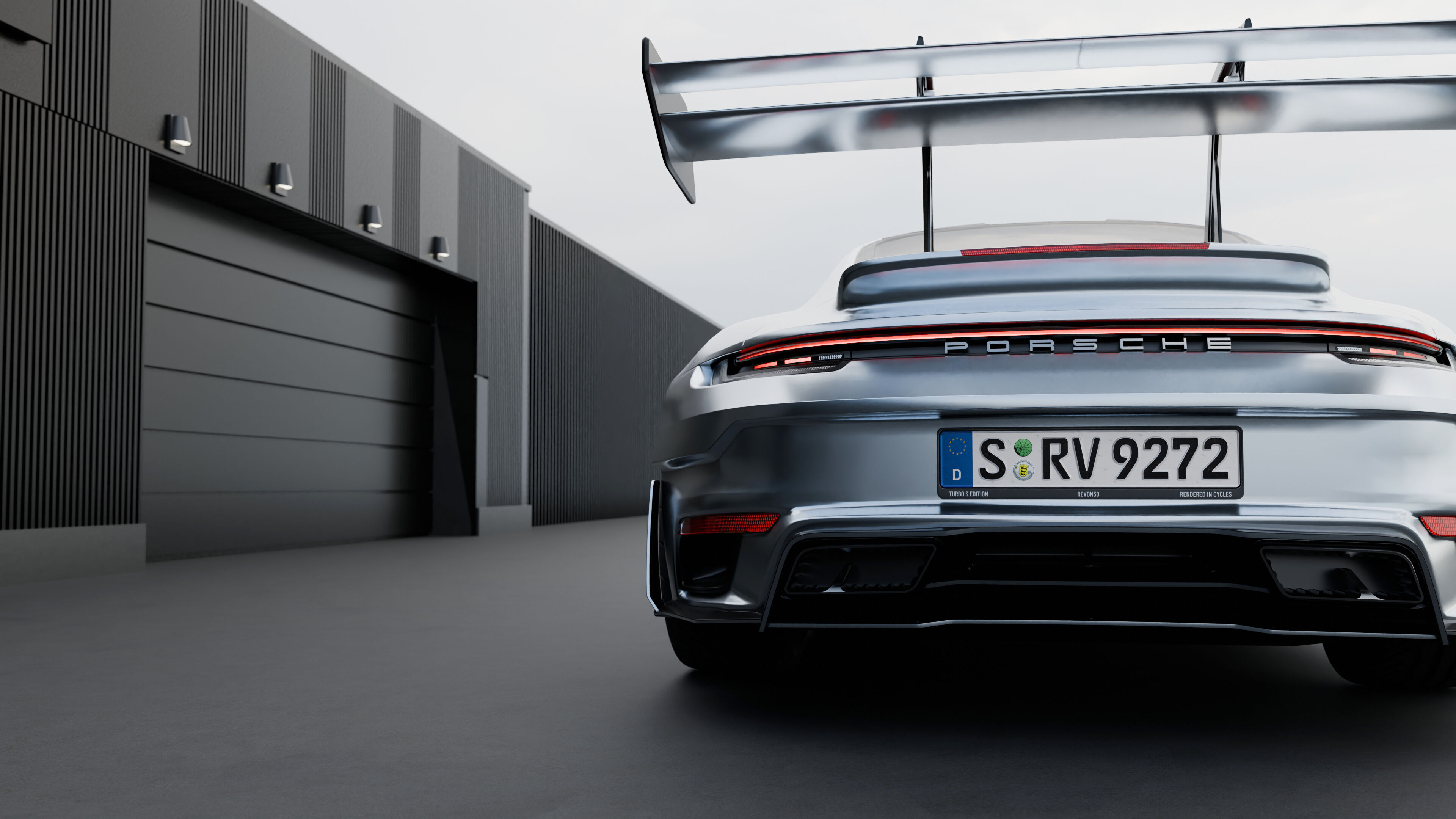 Automotive Industrial Garage Exterior - Blender Scene 3D model_5