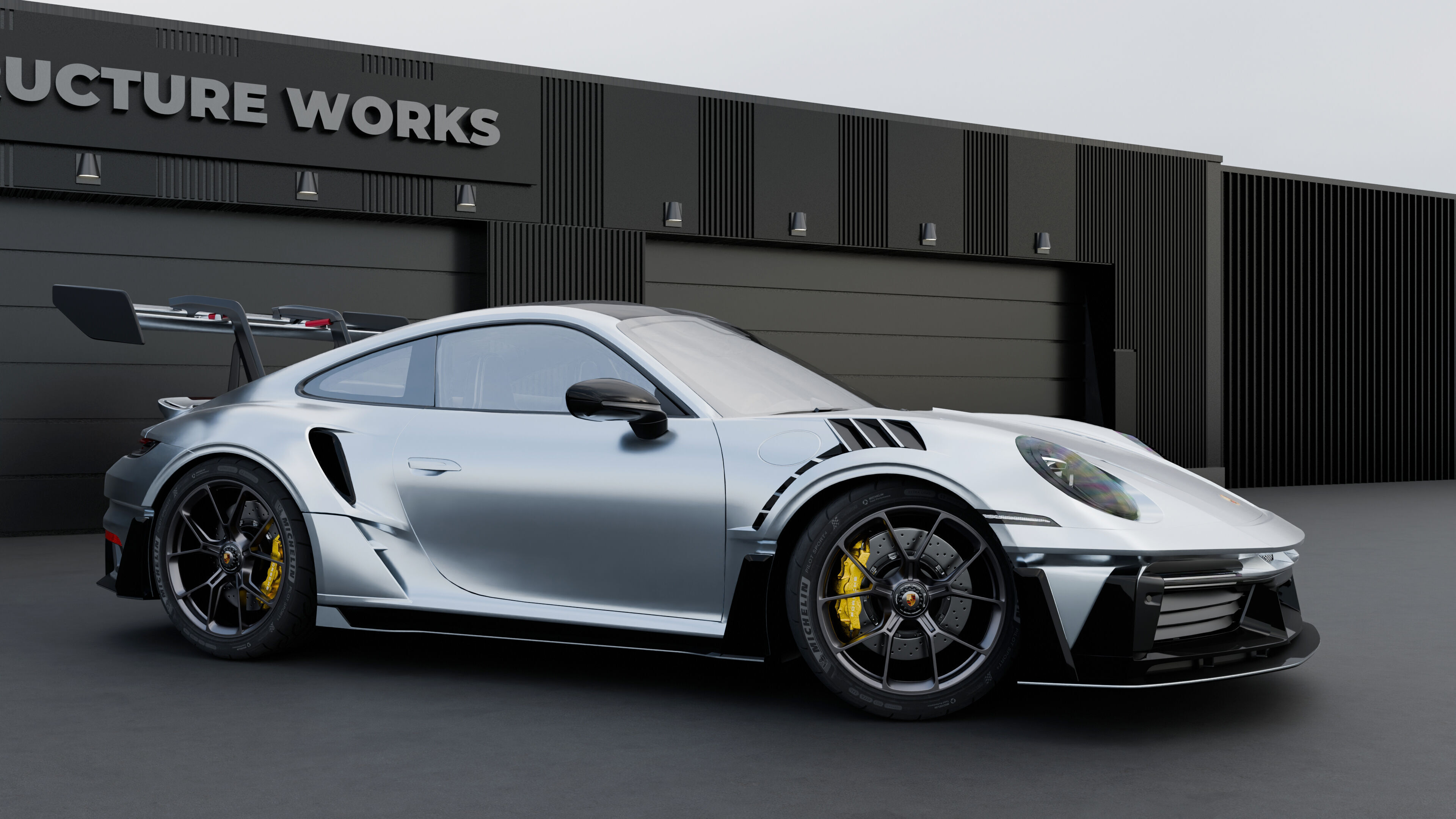 Automotive Industrial Garage Exterior - Blender Scene 3D model_4