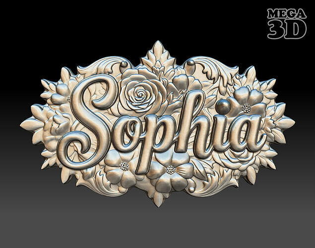 Sophia Floral Name Pendant  - 250707 3D print model