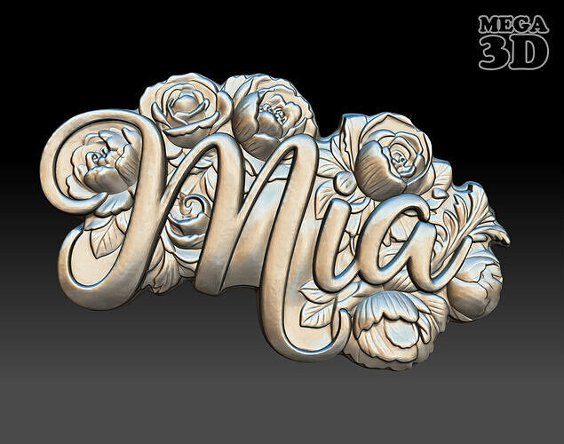  Mia Floral Name Pendant - 250707 3D print model