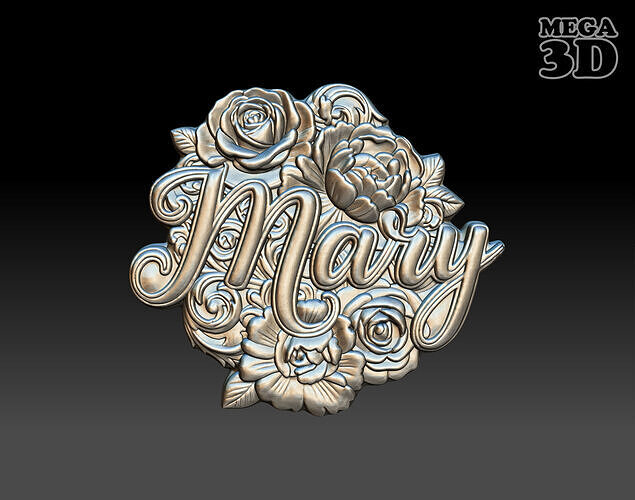 Mary Floral Name Pendant - 250707 3D print model