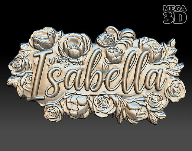 Isabella Floral Name Pendant - 250707 3D print model