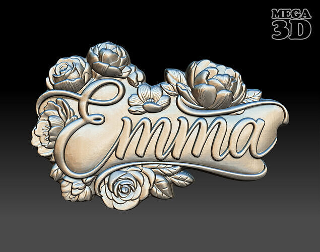Emma Floral Name Pendant - 250707 3D print model