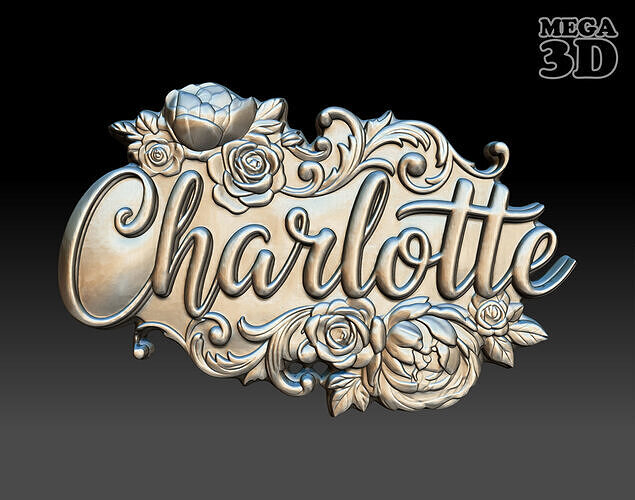  Charlotte Floral Name Pendant - 250707 3D print model